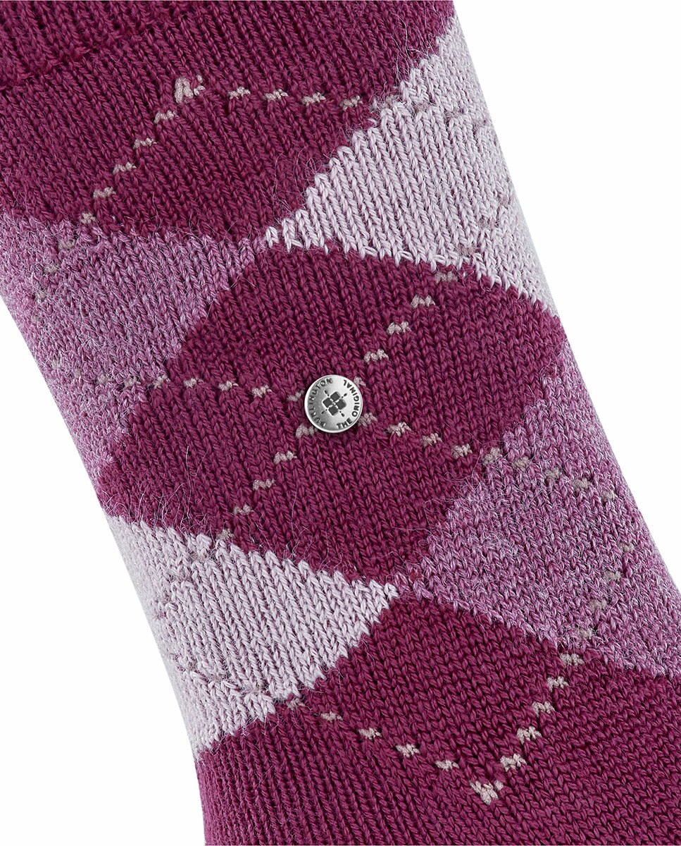 Meias compridas de mulher Burlington com estampado de losangos Rosa-5