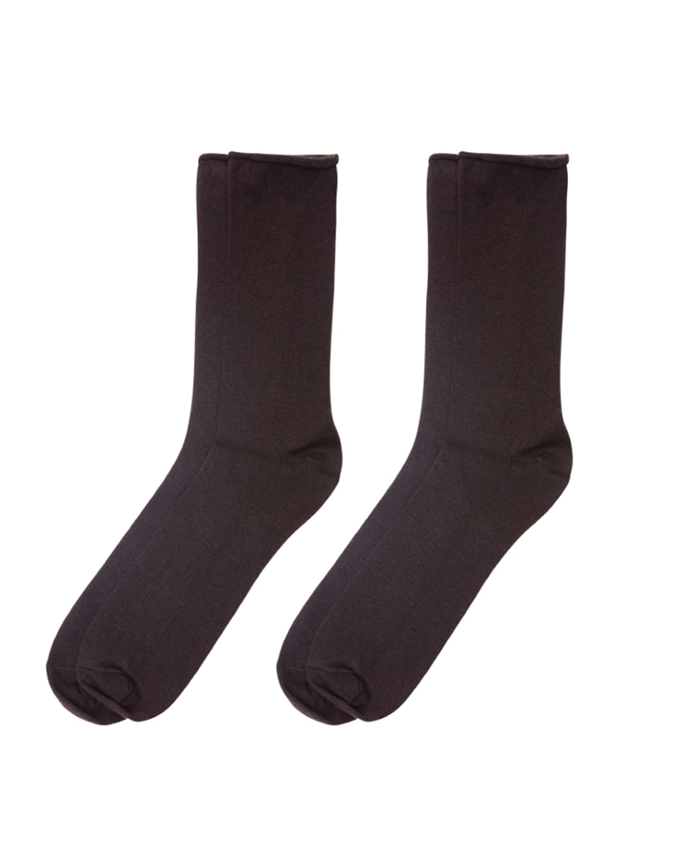 Pack de dois pares de meias de mulher Soxland lisas Castanho-1