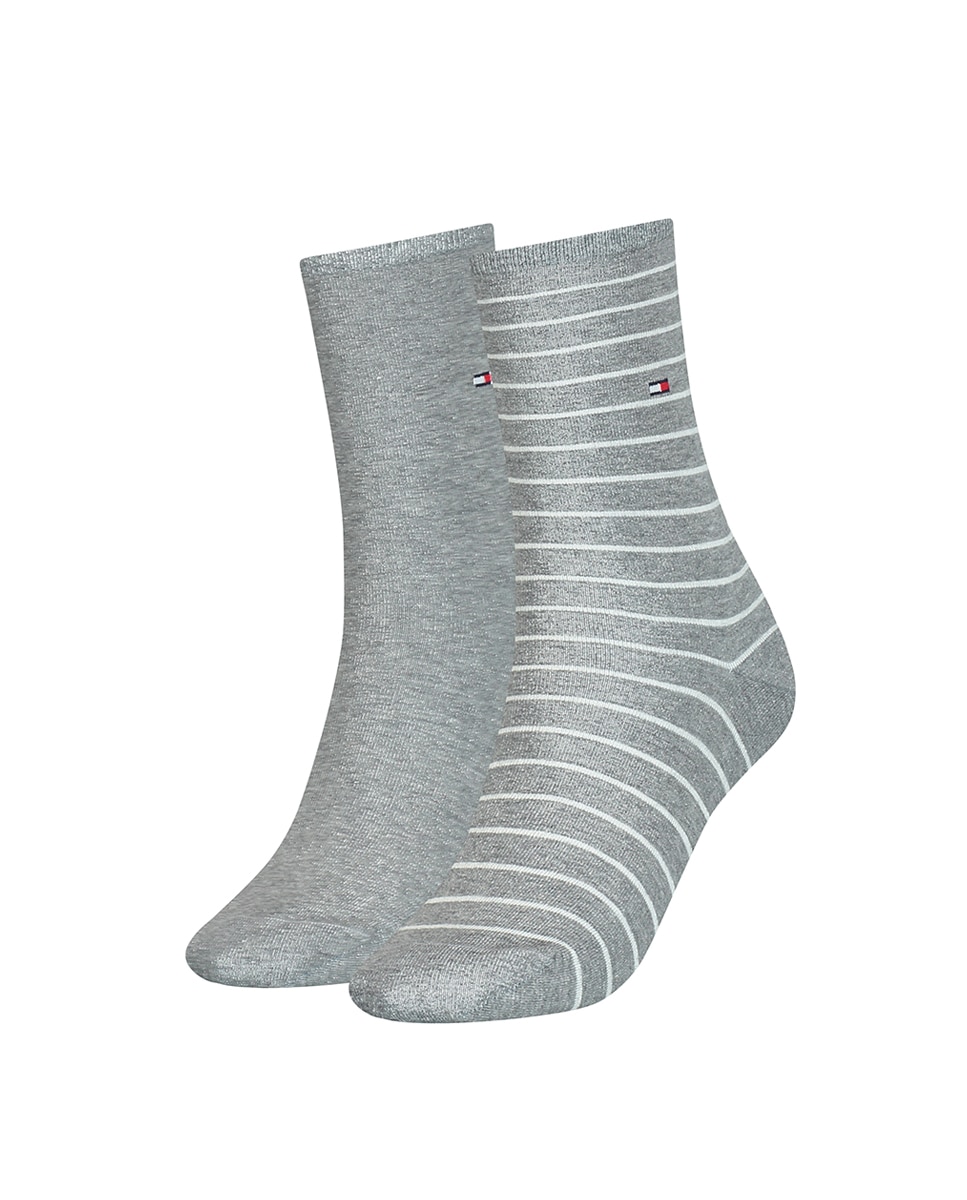 Pack calcetines de mujer Small Stripe rayas - Tommy Hilfiger - Gris Gris-1