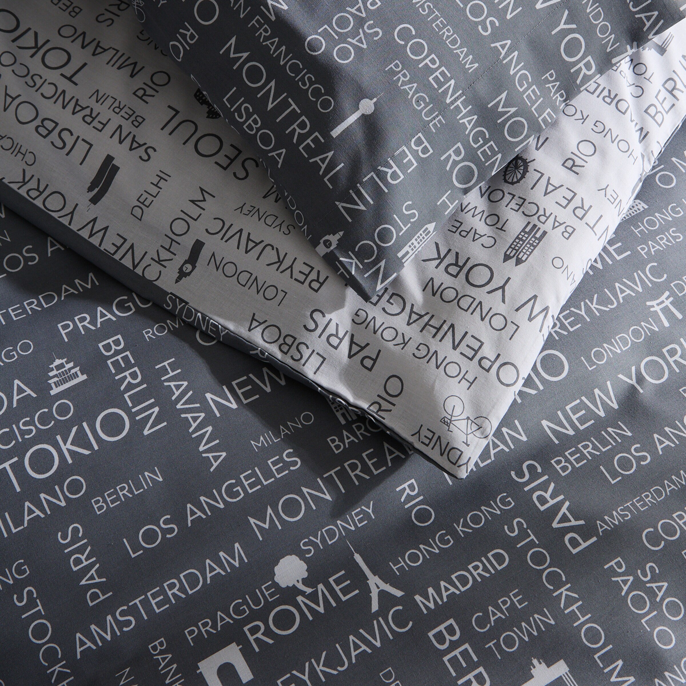 Juego de funda nórdica City Gris-5