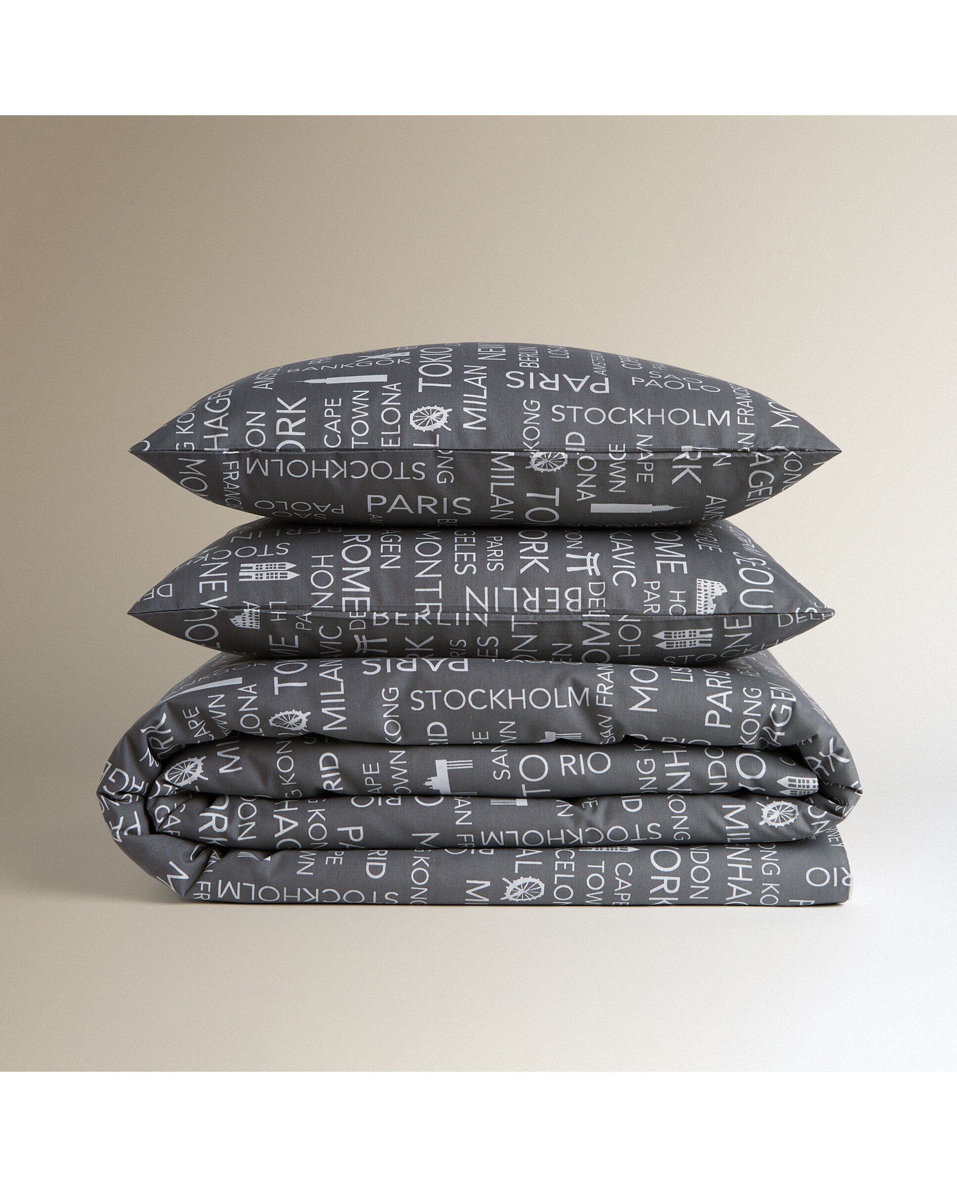 Juego de funda nórdica City Gris-7