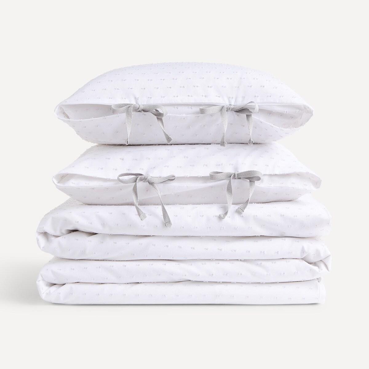 Conjunto de Capa de Edredão de Algodão Plumeti Basics Cinzento-4