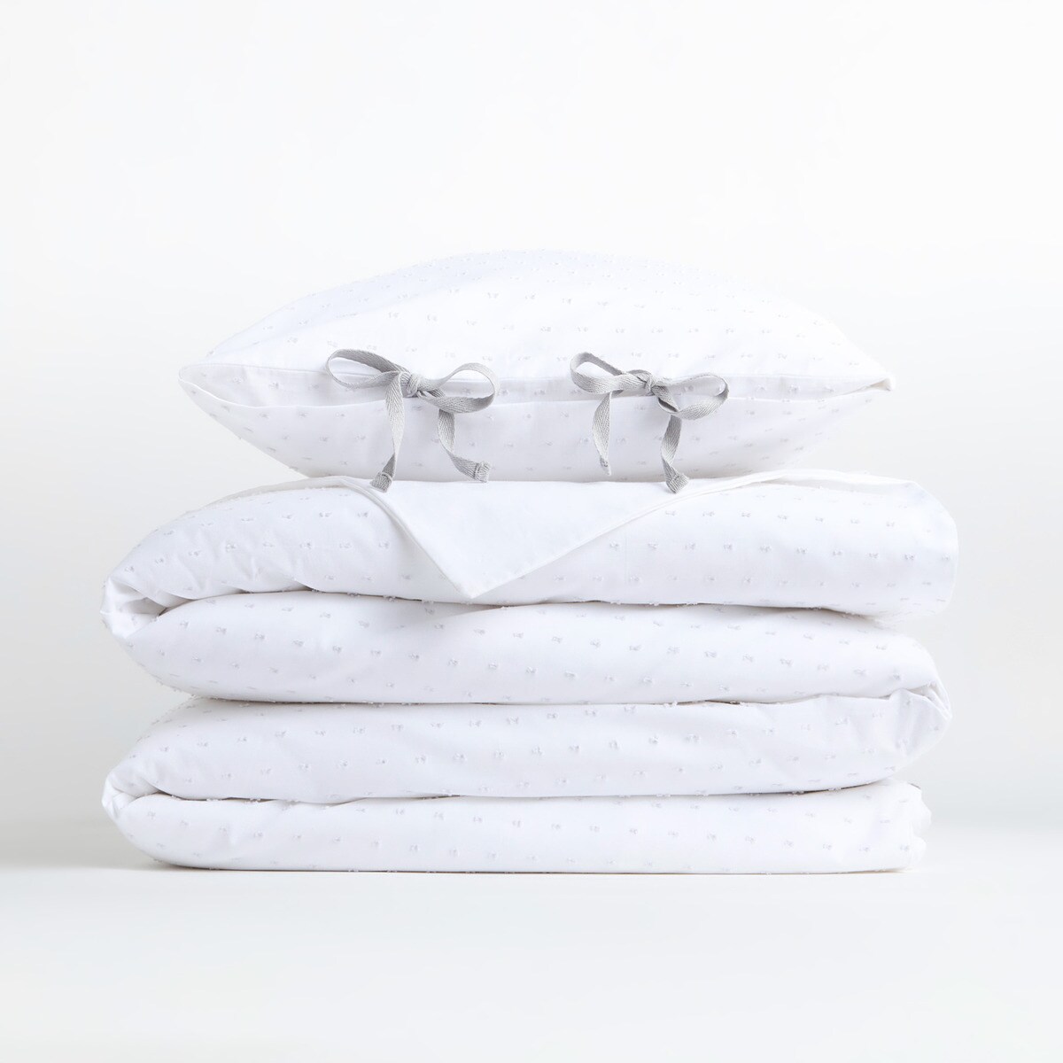 Conjunto de Capa de Edredão de Algodão Plumeti Basics Cinzento-5