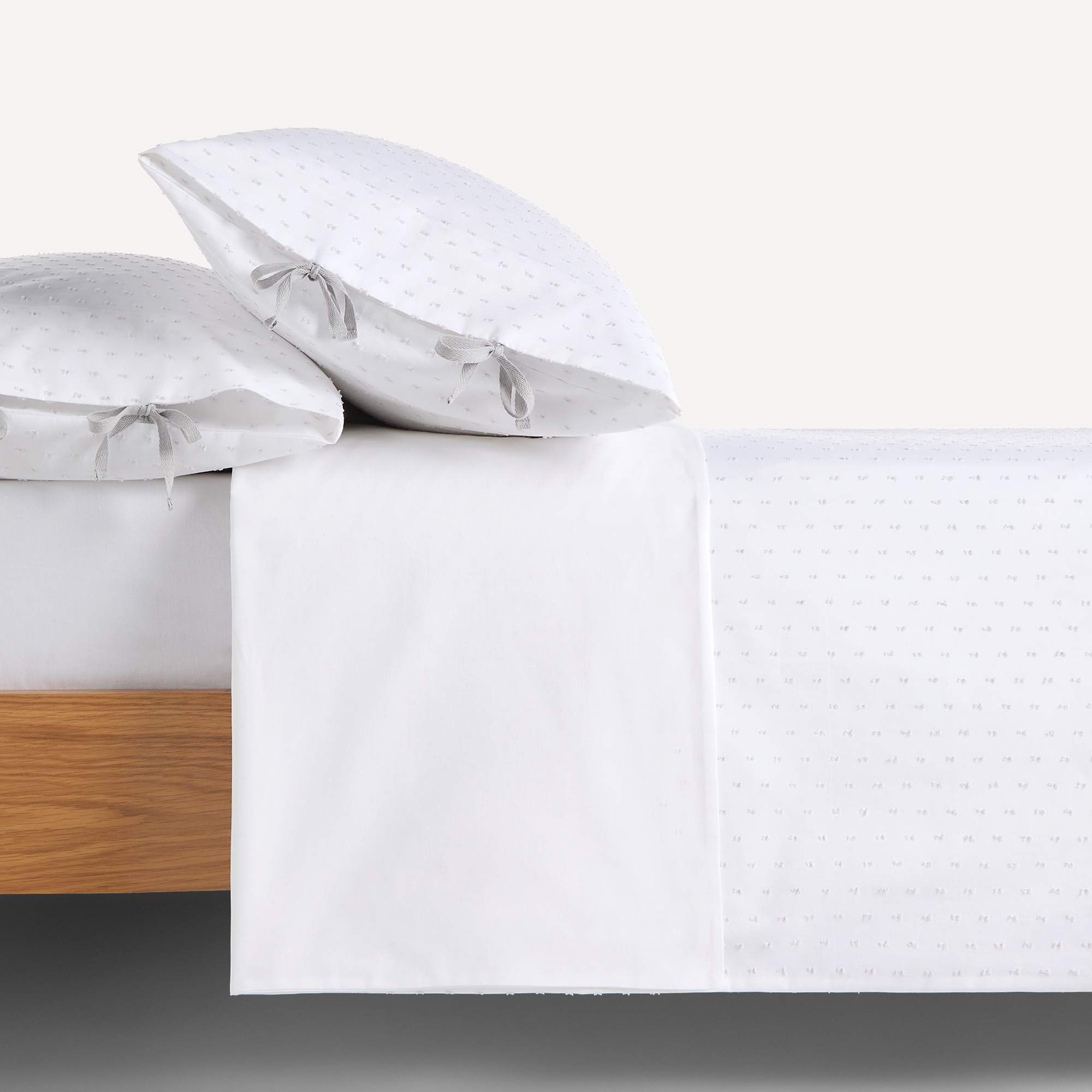 Conjunto de Capa de Edredão de Algodão Plumeti Basics Cinzento-3