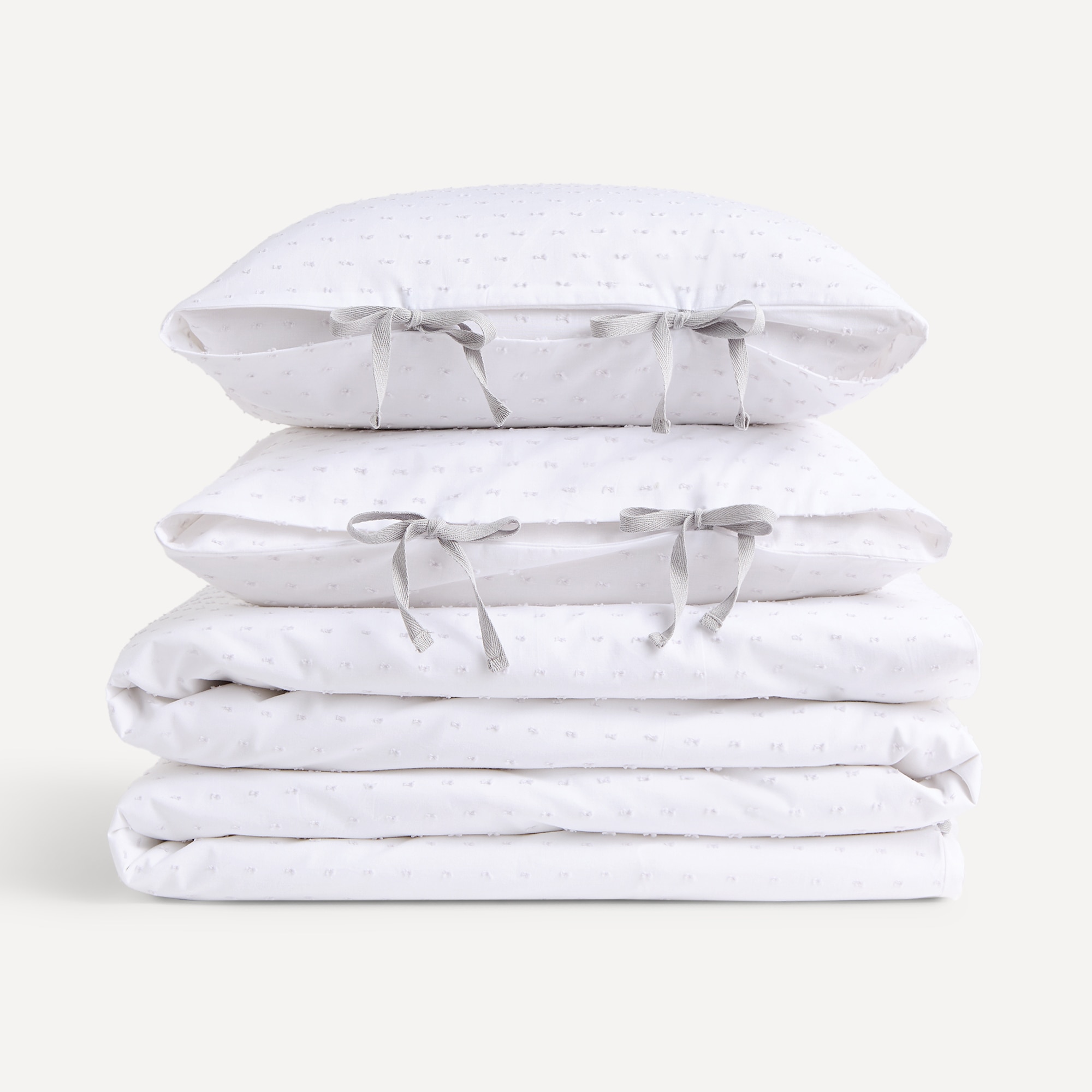 Conjunto de Capa de Edredão de Algodão Plumeti Basics Cinzento-4