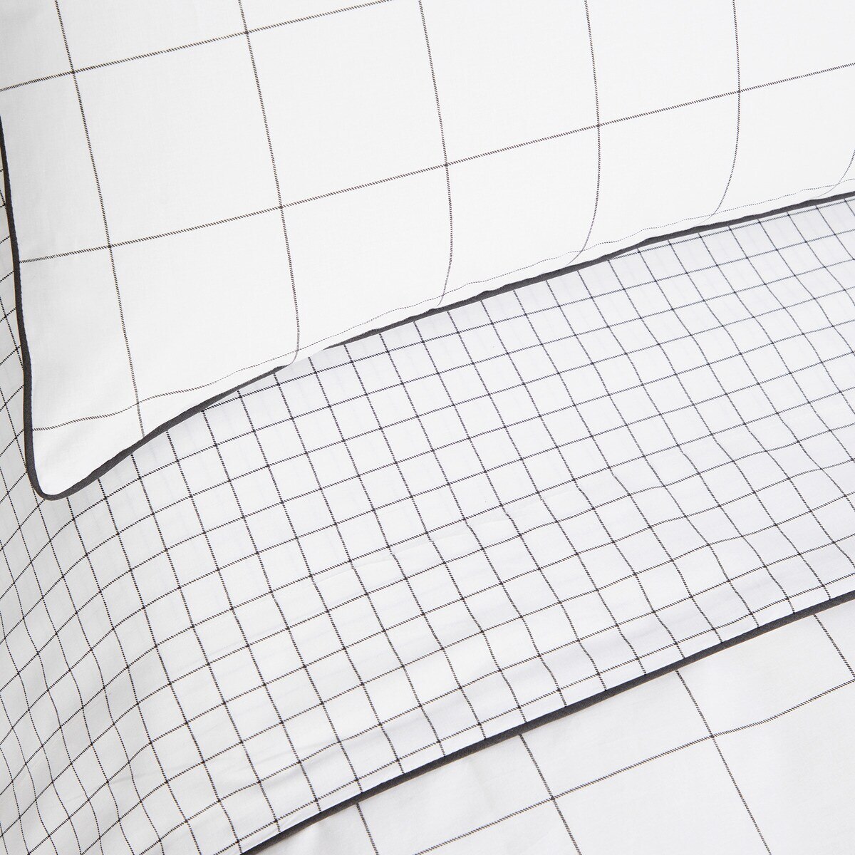 Conjunto de Capa de Edredão de Algodão Squares Basics Cinzento-2