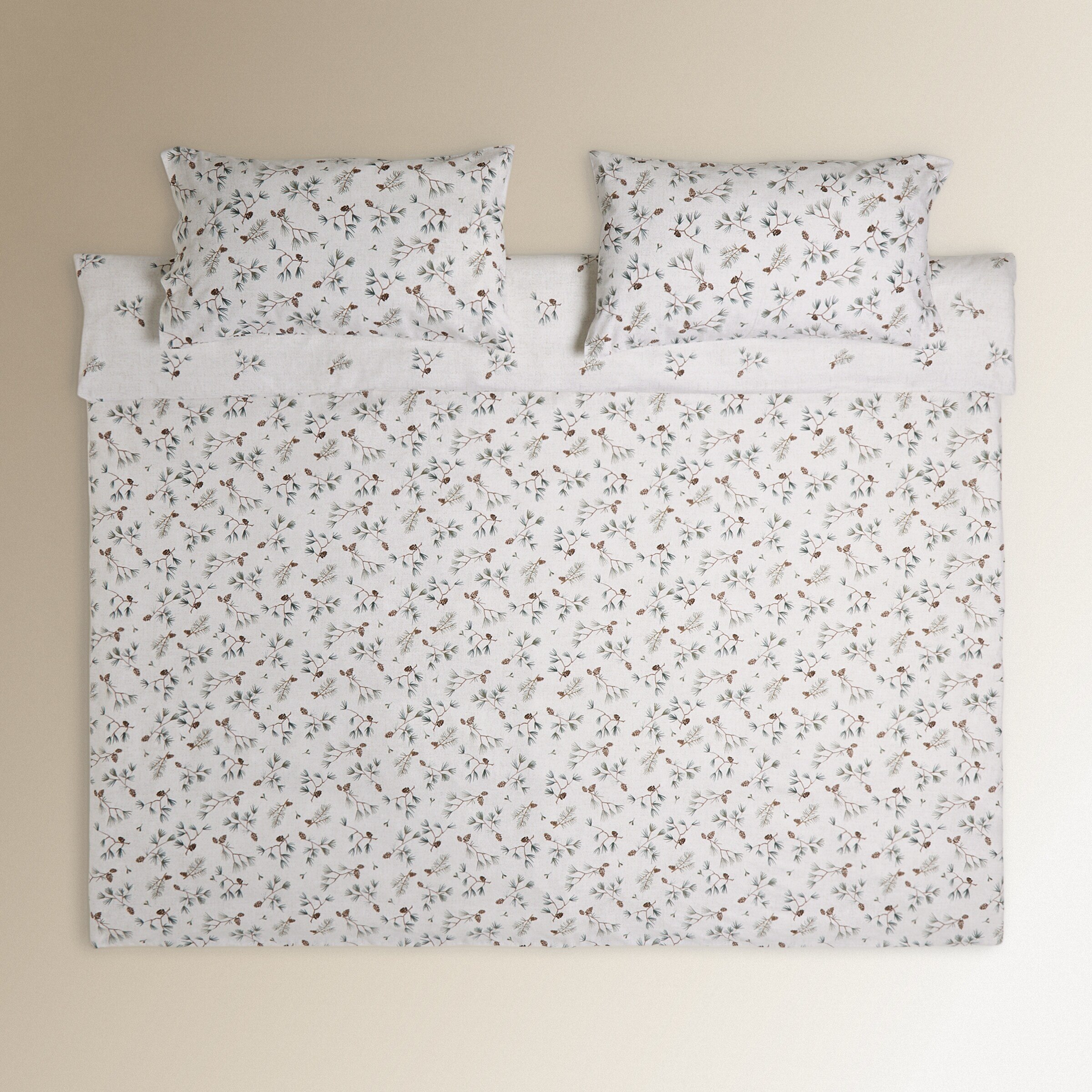 Juego de funda nórdica franela Pinecone Verde-2