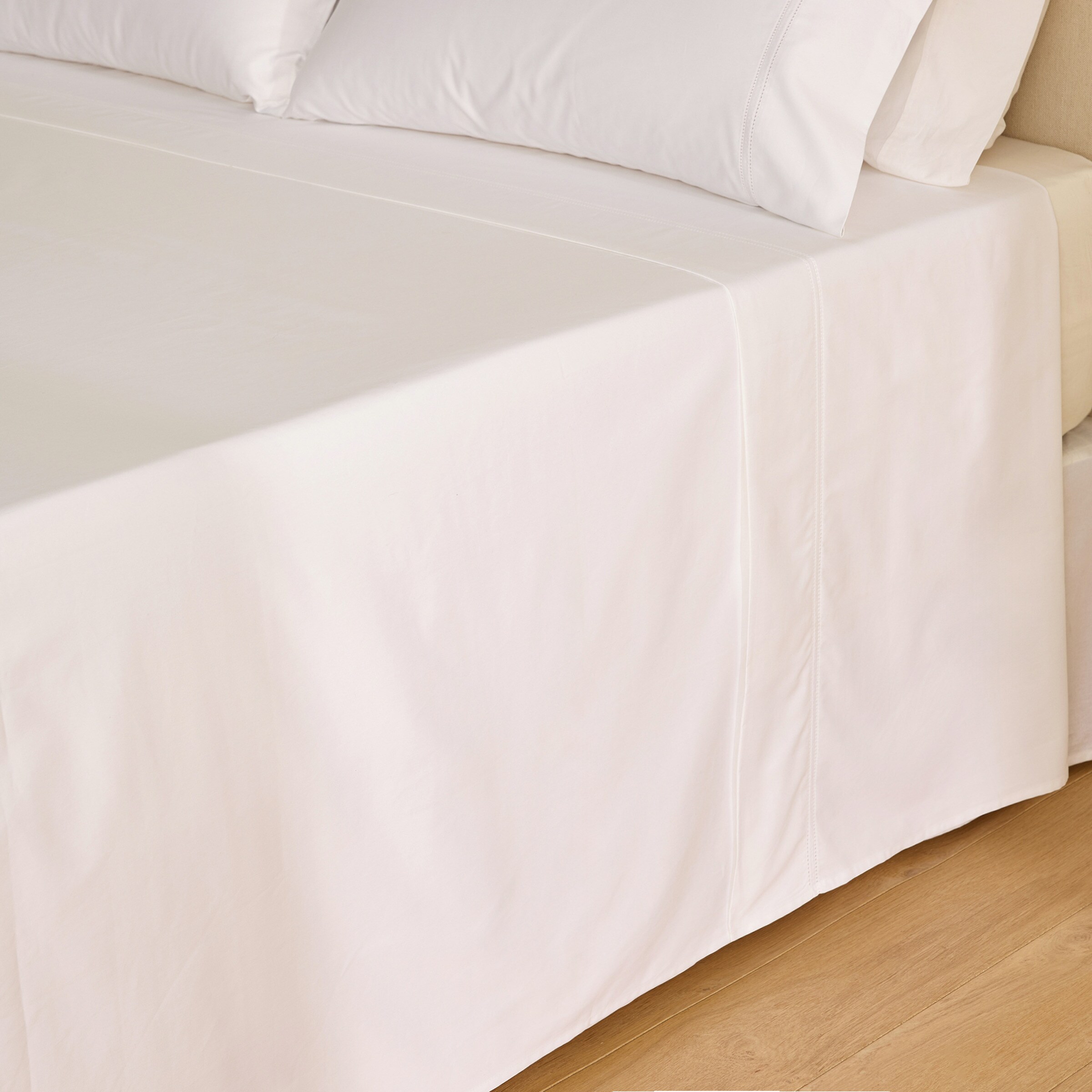 Conjunto de Lençóis de Algodão Egípcio e Cetim 600 Fios Branco-2