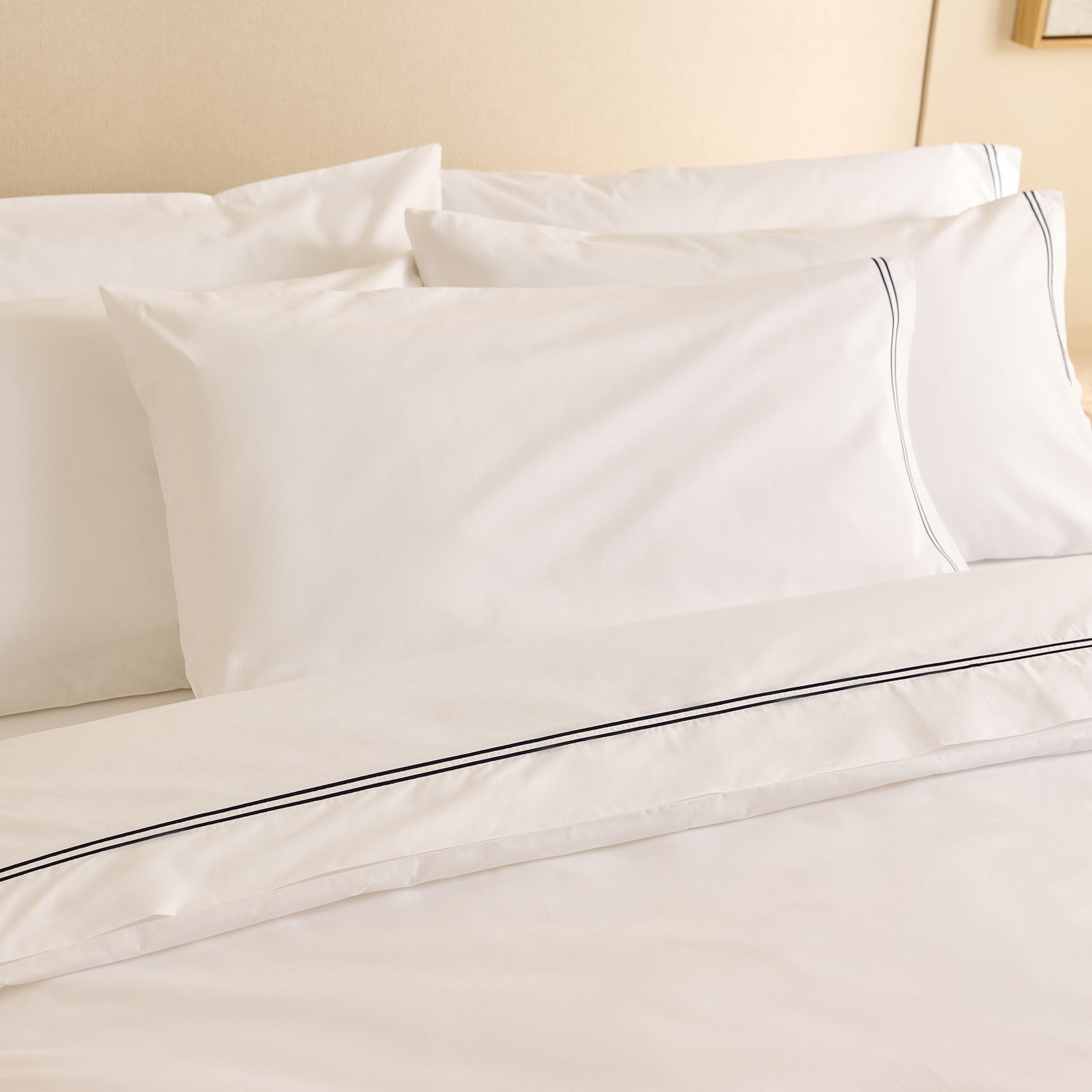 Juego de sábanas percal algodón egipcio 400 hilos Hotel El Corte Inglés - Marino Cama 90 cm Marino-4