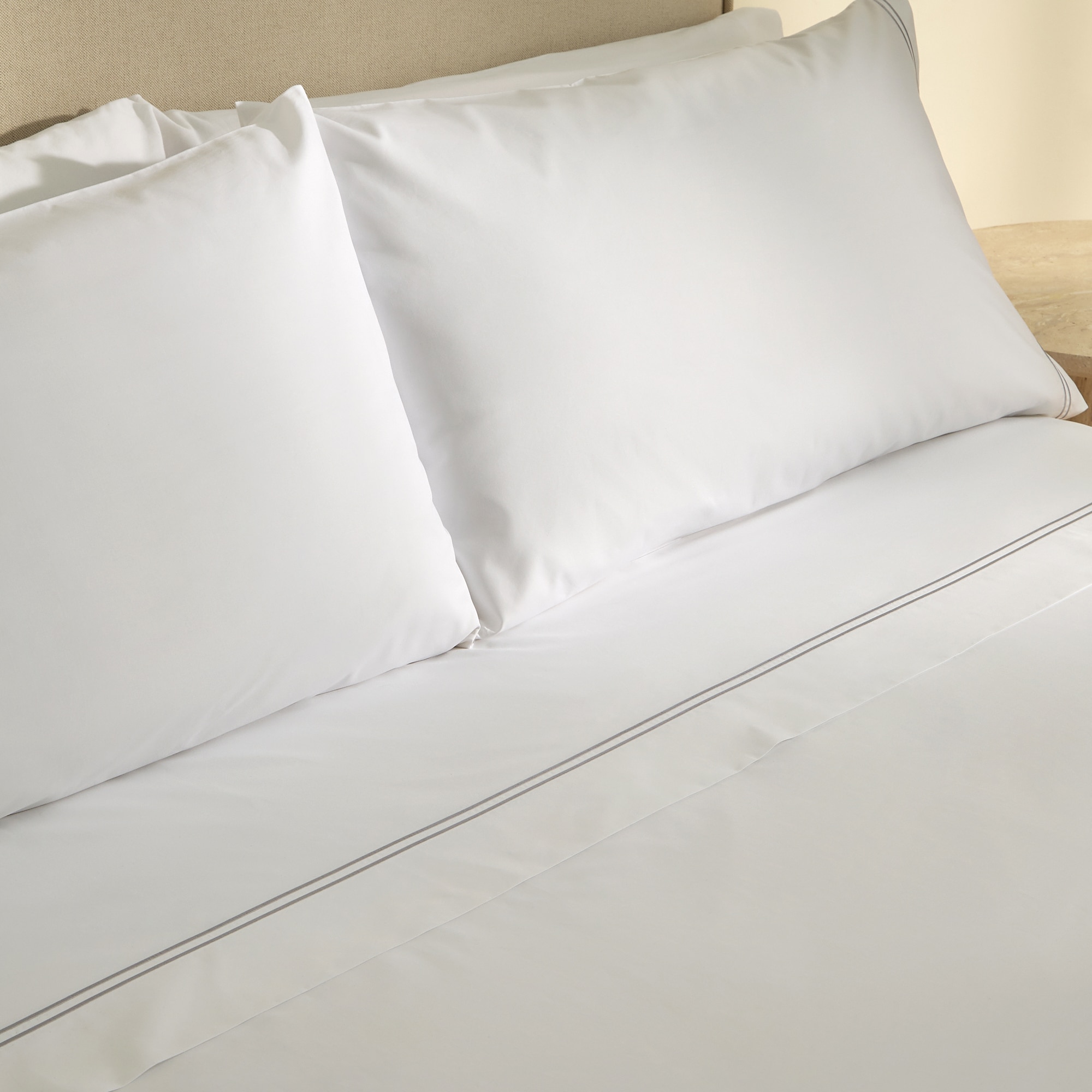 Juego de sábanas percal algodón egipcio 400 hilos Hotel El Corte Inglés - Gris Cama 90 cm Gris-1