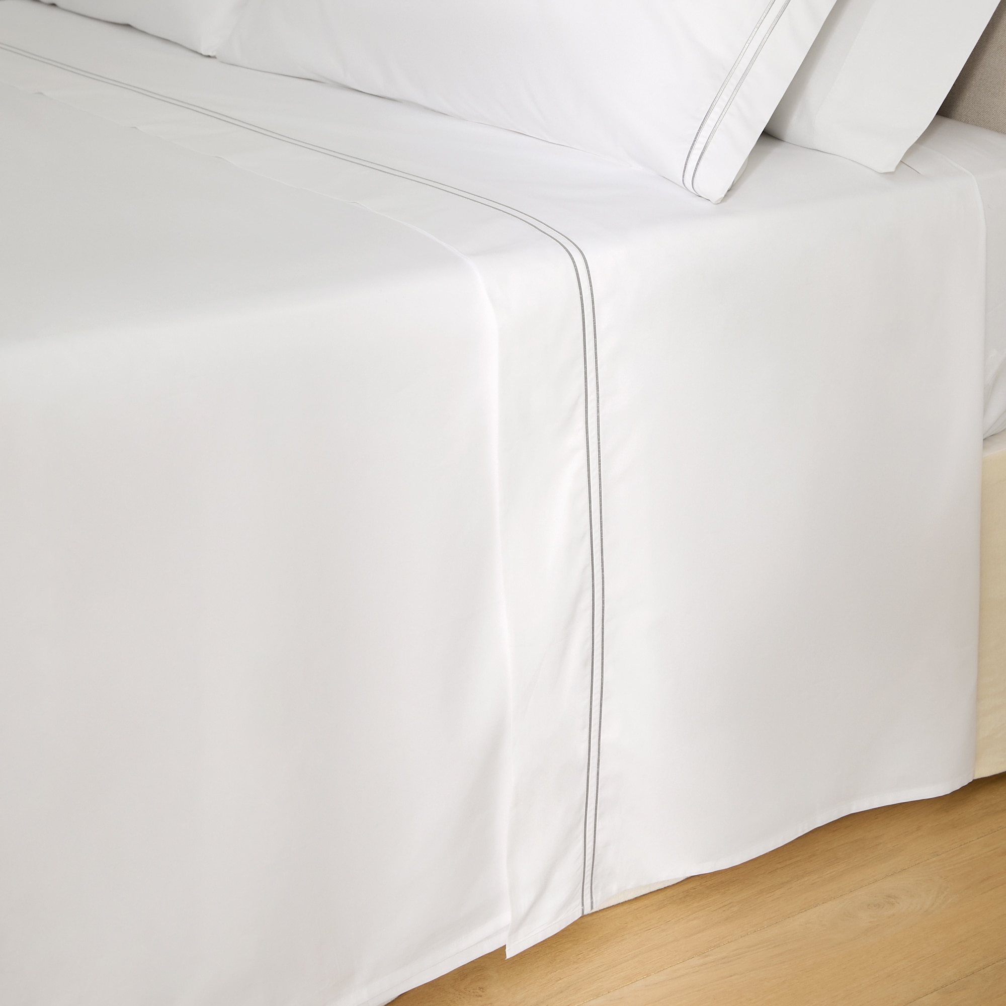 Juego de sábanas percal algodón egipcio 400 hilos Hotel El Corte Inglés - Gris Cama 90 cm Gris-2