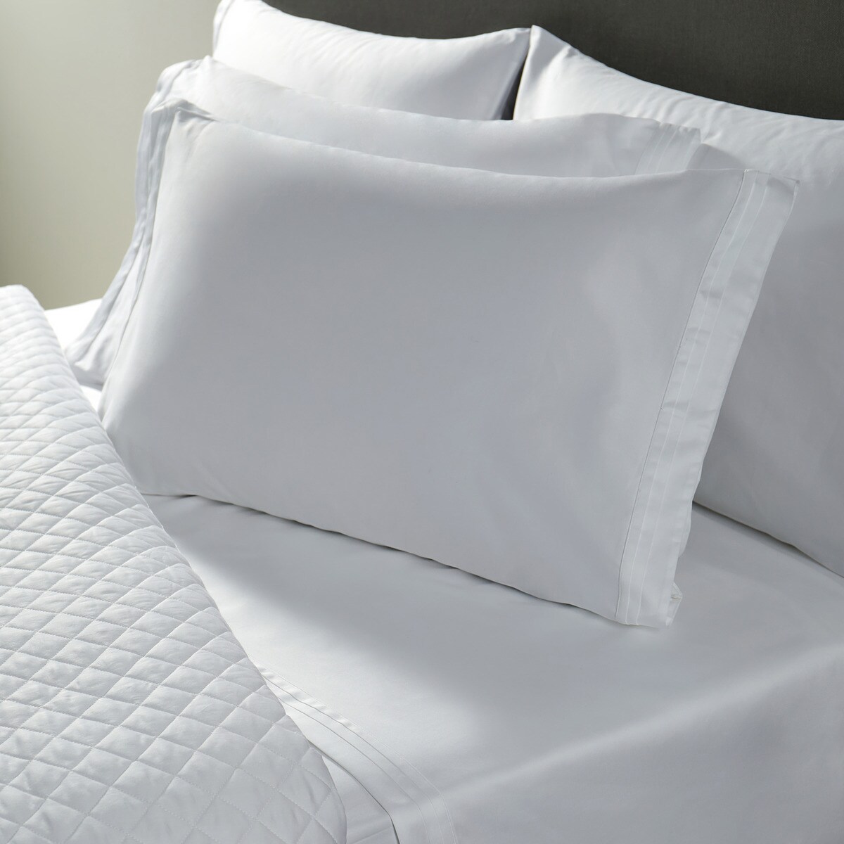 Conjunto de Lençóis de Cetim de Algodão Egípcio Milan - 600 Fios Branco-2