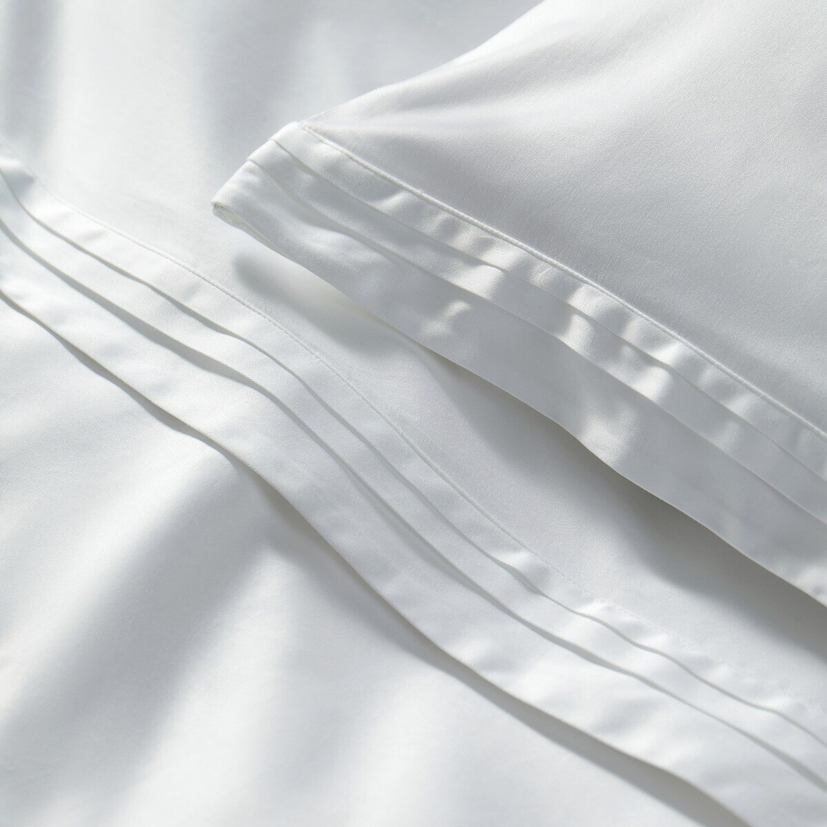 Conjunto de Lençóis de Cetim de Algodão Egípcio Milan - 600 Fios Branco-3