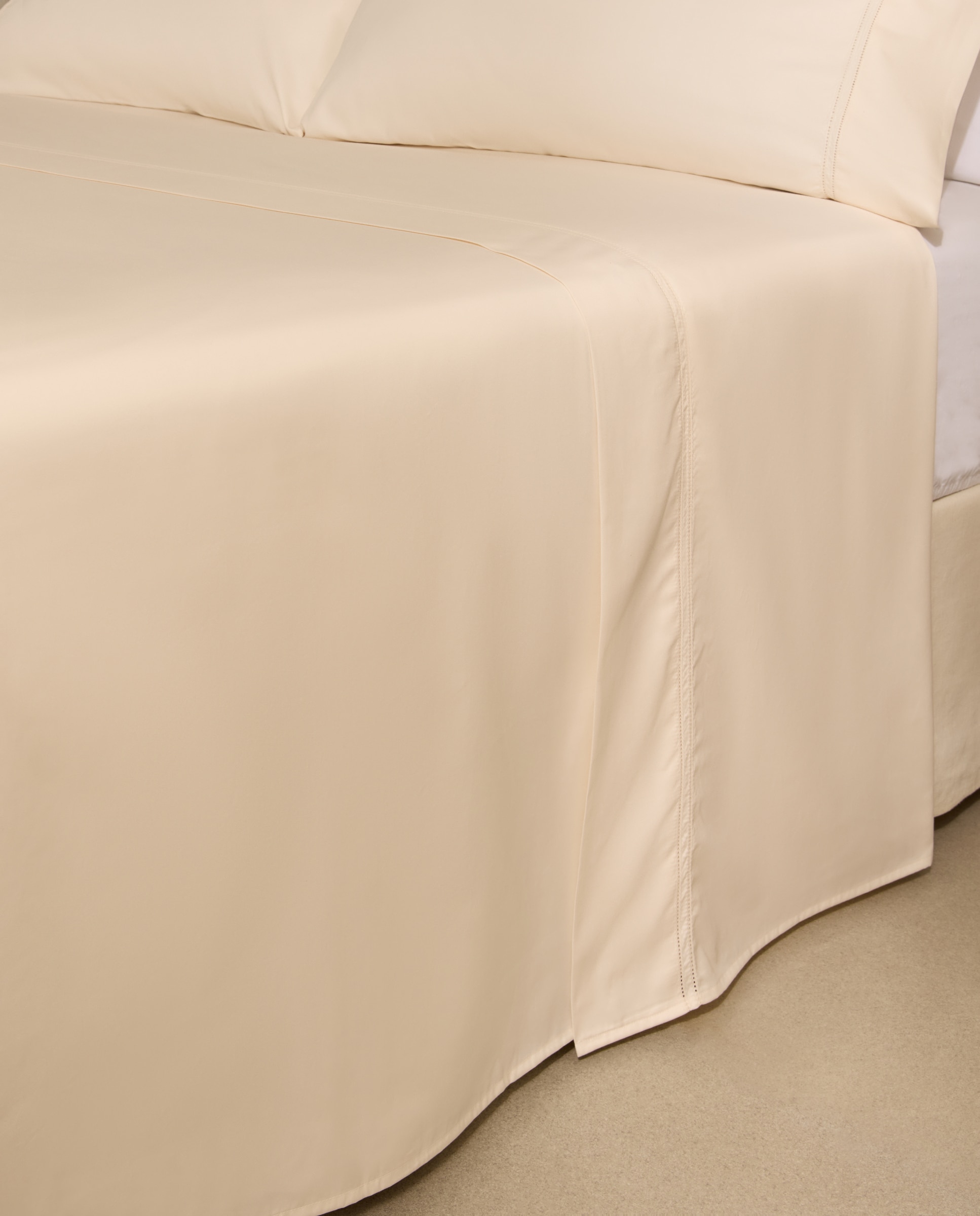 Juego de sábanas algodón egipcio Satén 600 hilos El Corte Inglés - Beige Cama 90 cm Beige-2