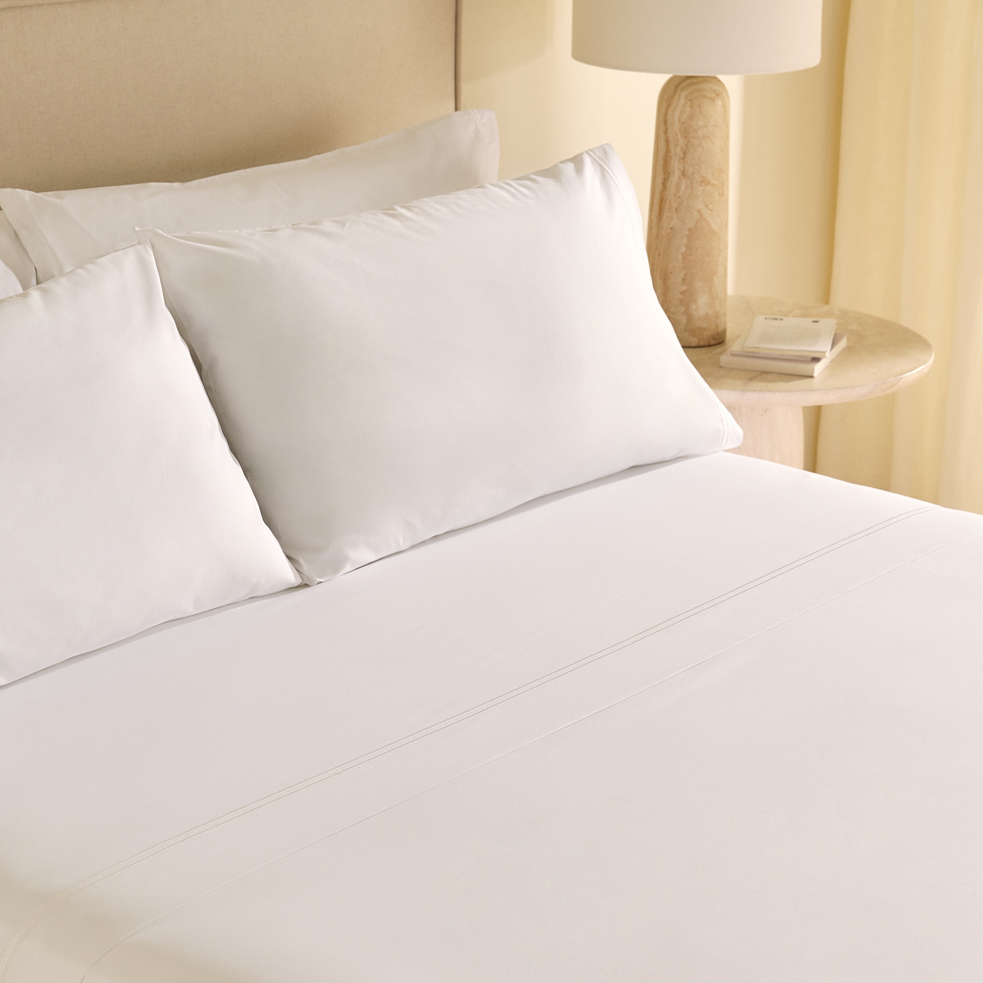 Juego de sábanas percal algodón egipcio 400 hilos Hotel El Corte Inglés - Blanco Cama 90 cm Blanco-1
