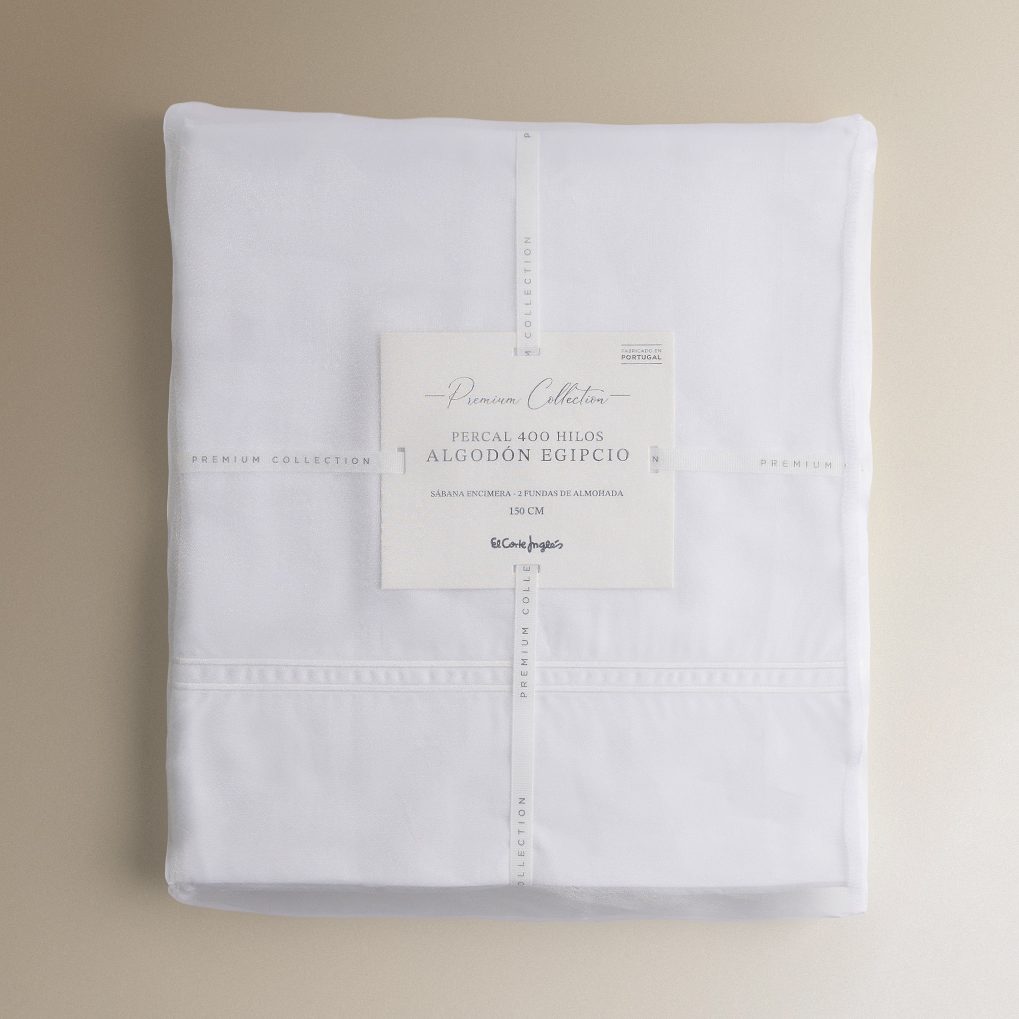 Juego de sábanas percal algodón egipcio 400 hilos Hotel El Corte Inglés - Blanco Cama 90 cm Blanco-6