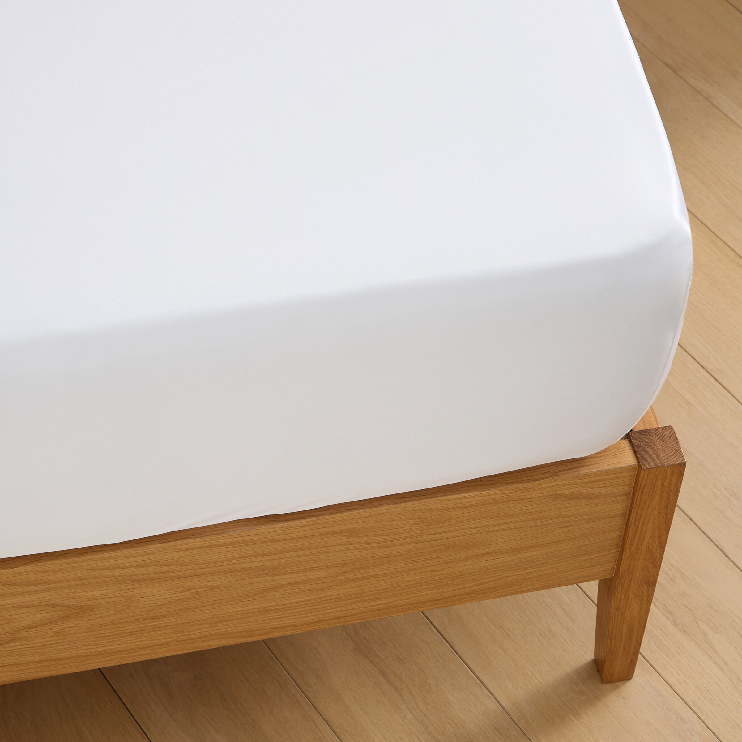 Sábana bajera ajustable algodón egipcio Satén 1000 hilos platabanda 40 cm El Corte Inglés - Blanco Cama 90 cm Blanco-2
