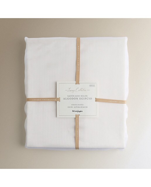Sábana bajera ajustable algodón egipcio Satén 600 hilos platabanda 40 cm El Corte Inglés - Beige Cama 90 cm Beige-5