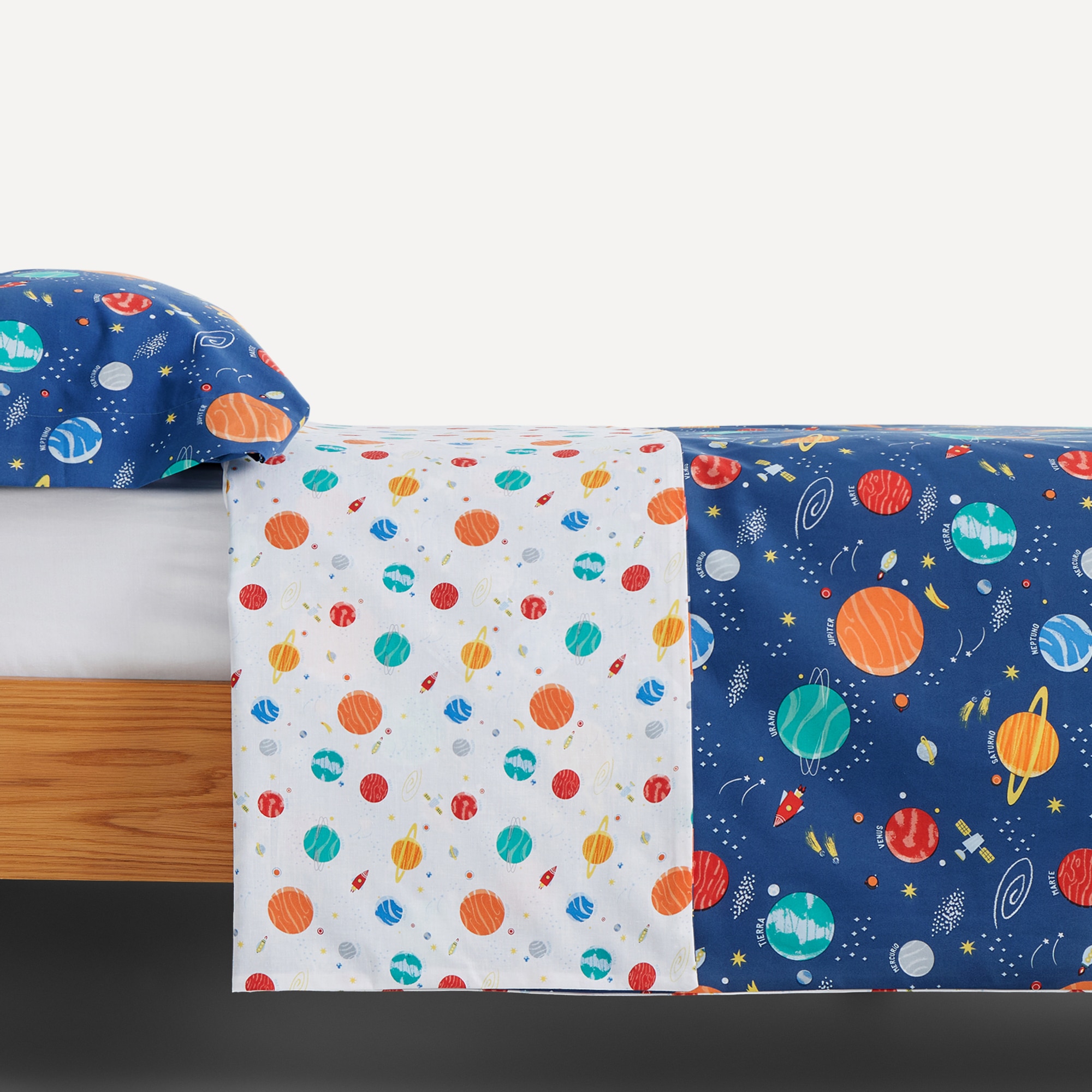 Juego de funda nórdica infantil Planetas Basics El Corte Inglés Azul-3