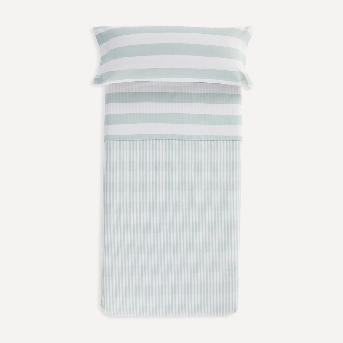 Juego de funda nórdica infantil algodón Franjas Basics El Corte Inglés Verde-4