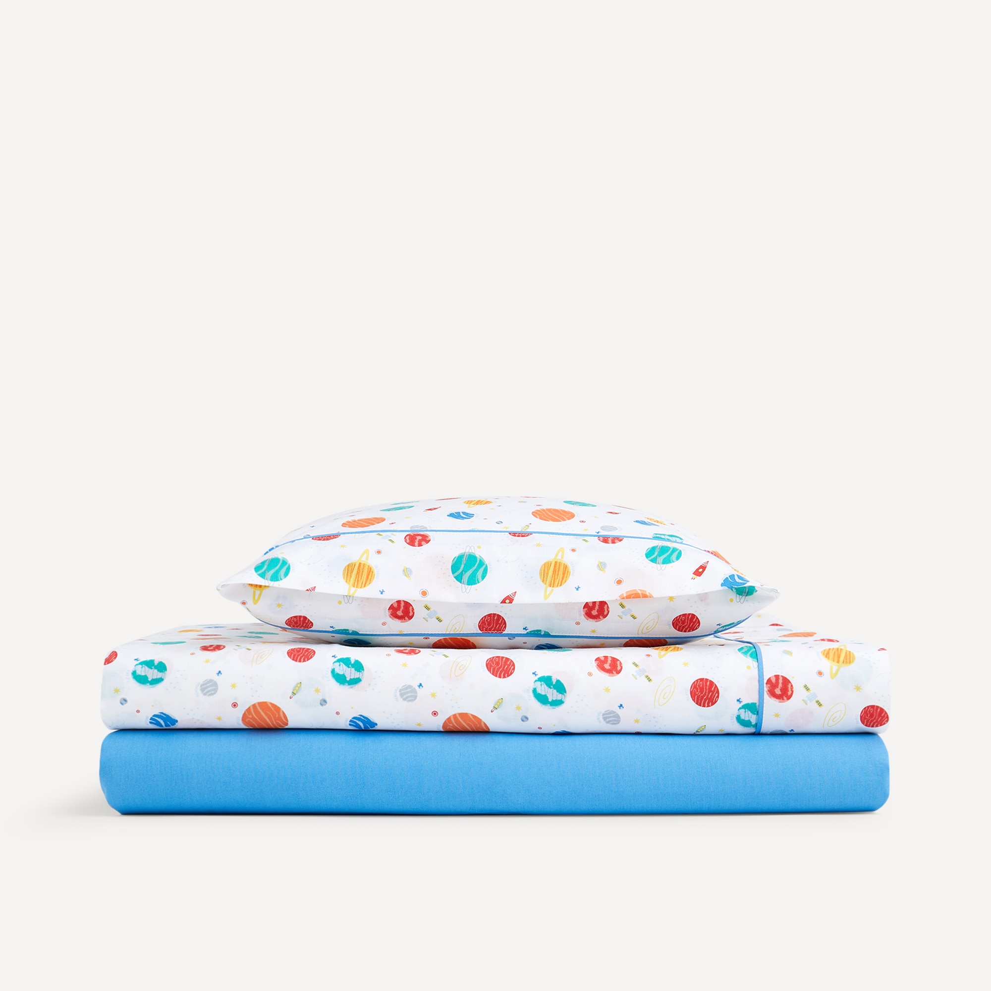 Juego de sábanas infantil con bajera Planetas Basics El Corte Inglés Azul-5