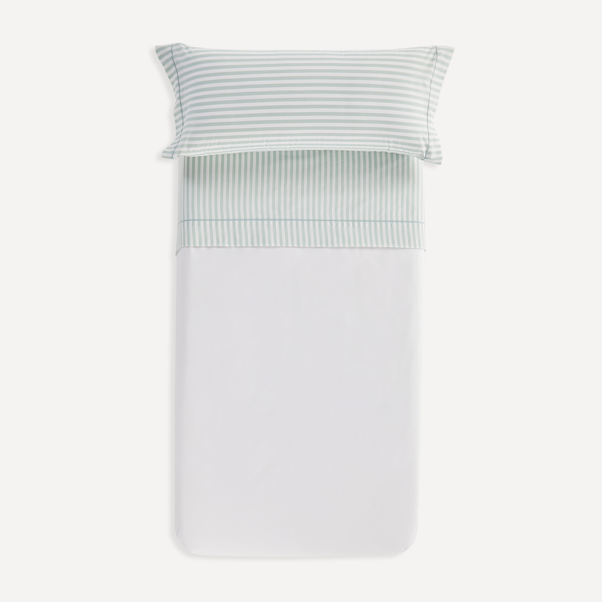 Juego de sábanas infantil con bajera Franjas Basics El Corte Inglés Verde-3