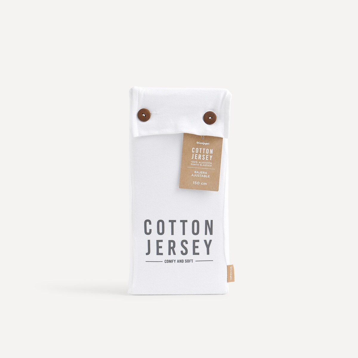 Sábana bajera ajustable algodón Jersey New El Corte Inglés - Blanco Cama 90 cm Blanco-3