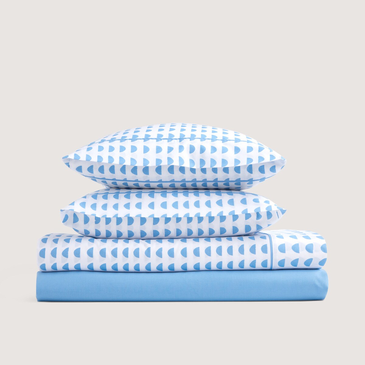 Juego de sábanas con bajera Croisant Basics El Corte Inglés Azul-5