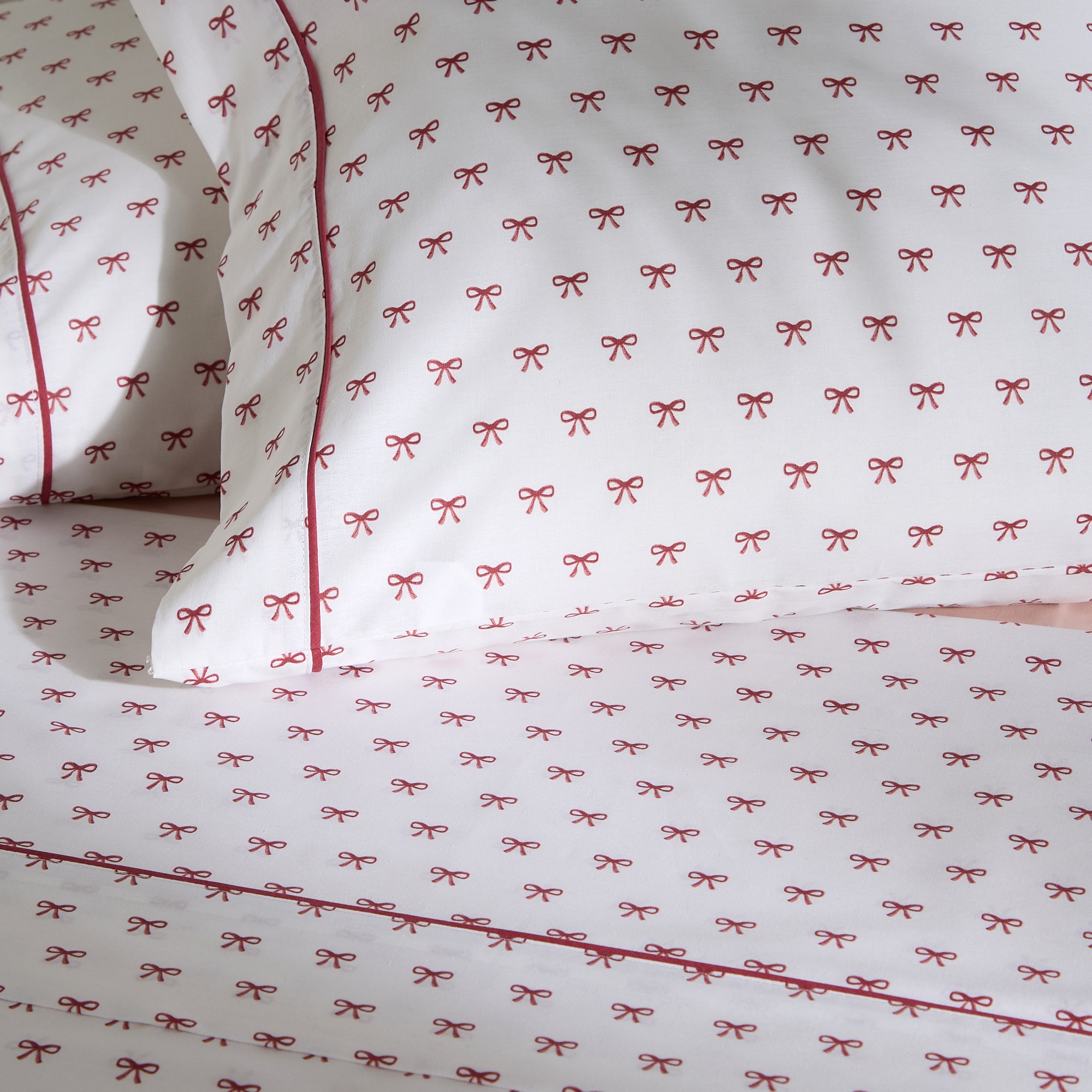 Conjunto de Lençóis com Lençol Ajustável Laços Vermelho-3