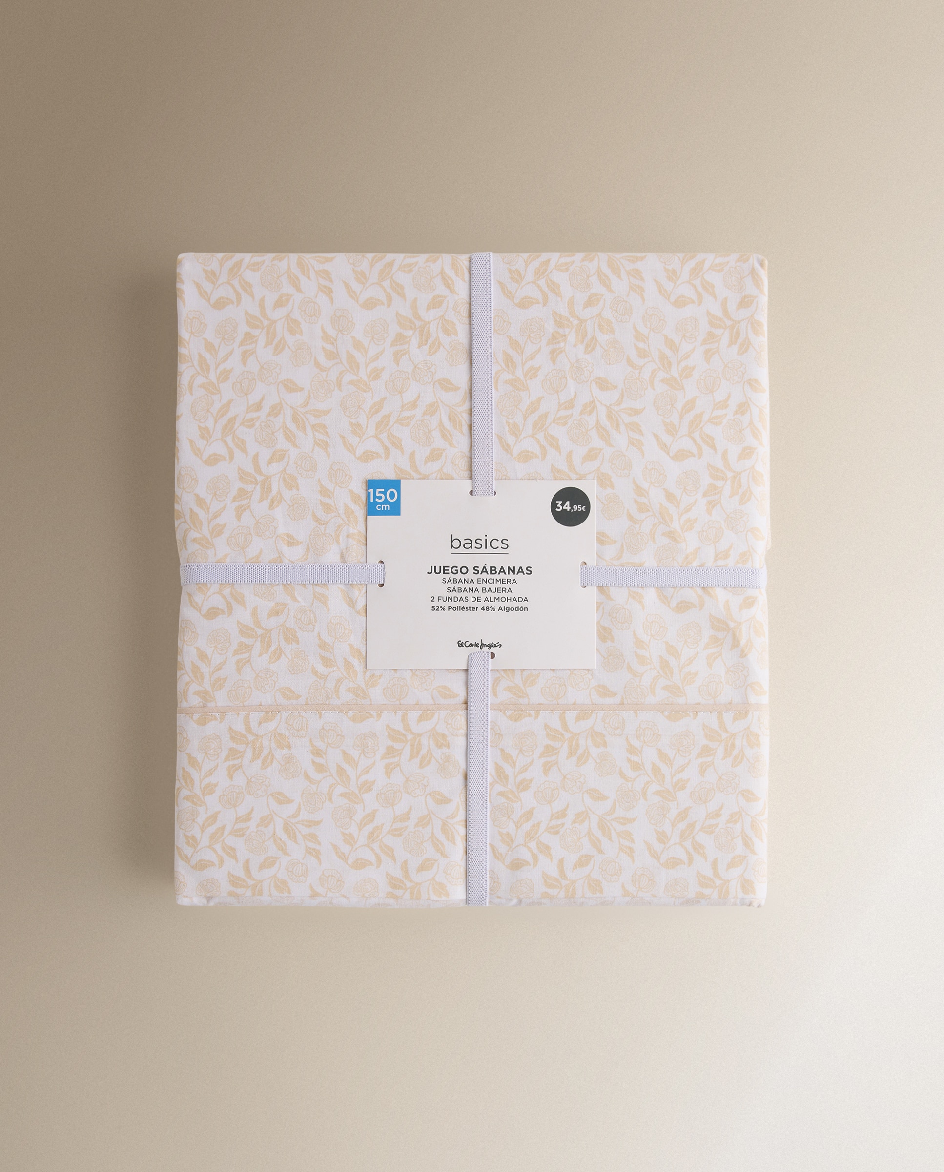 Jogo de lençóis com lençol ajustável Pansey Bege-7