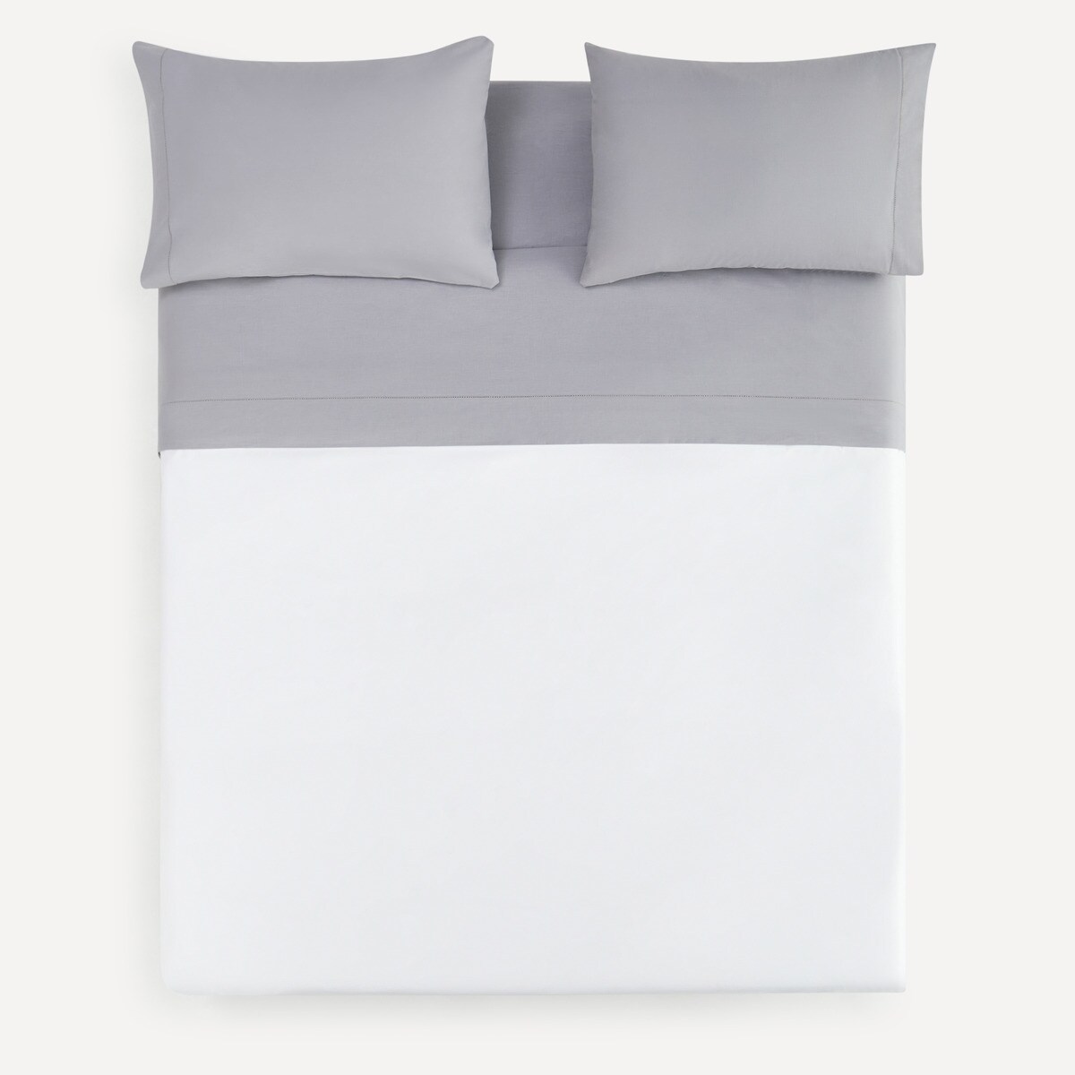 Conjunto de Lençóis com Lençol de Baixo de Algodão Vainica New Basics Cinzento-3