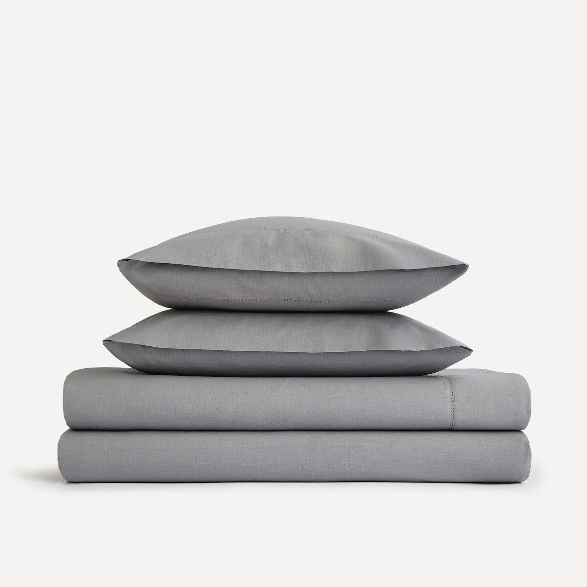 Conjunto de Lençóis com Lençol de Baixo de Algodão Vainica New Basics Cinzento-5