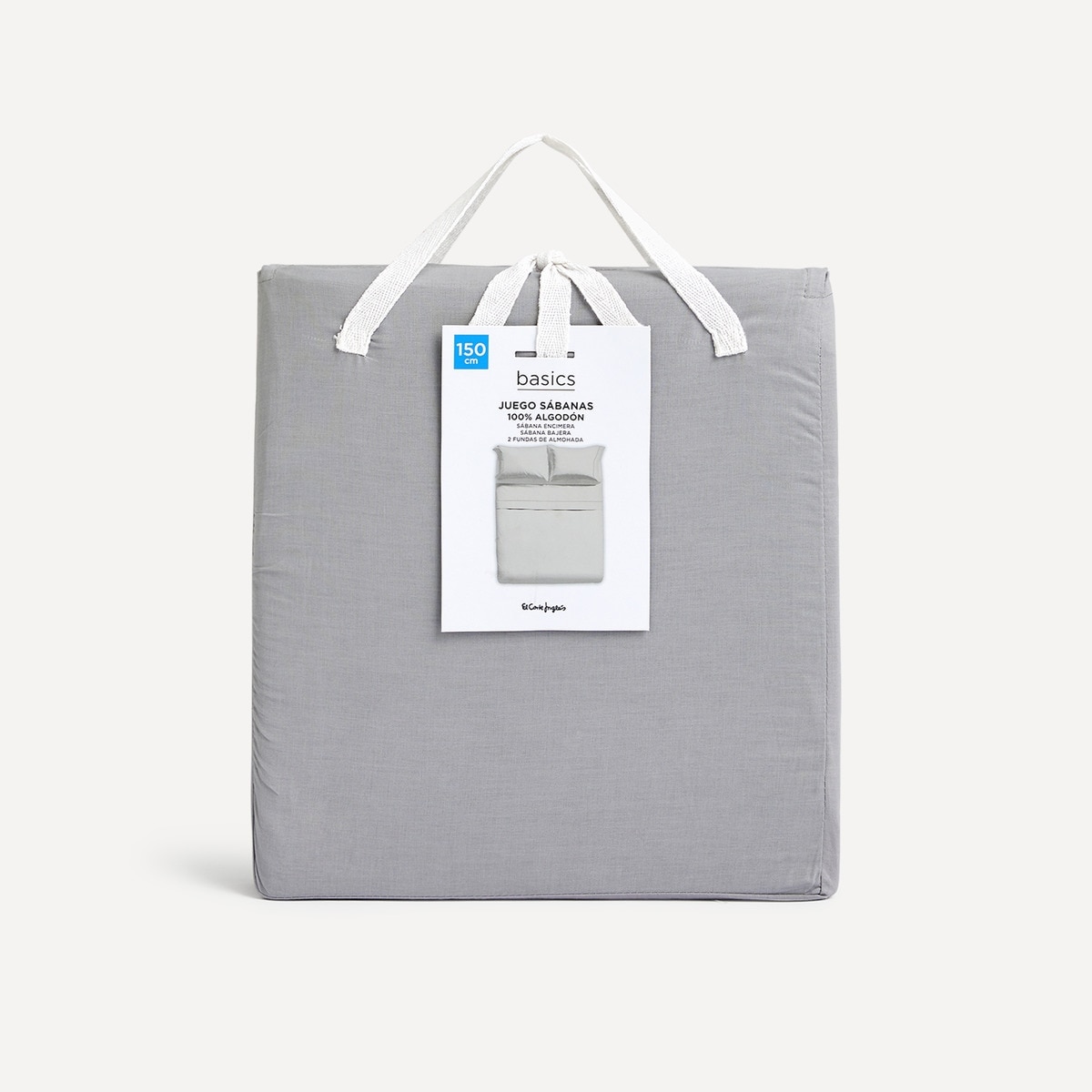 Conjunto de Lençóis com Lençol de Baixo de Algodão Vainica New Basics Cinzento-6