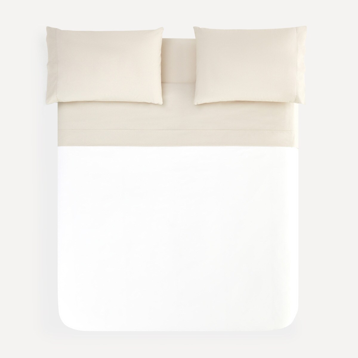 Juego de sábanas con bajera algodón Vainica New Basics El Corte Inglés Beige-3