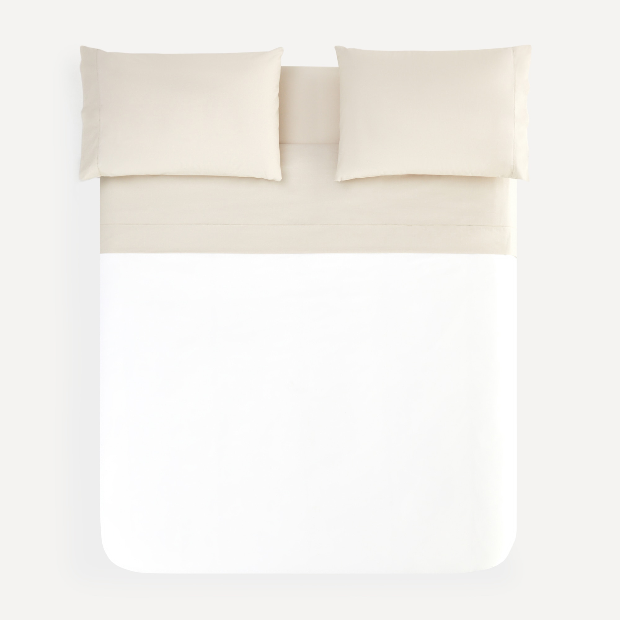 Conjunto de Lençóis com Lençol de Baixo de Algodão Vainica New Basics Bege-3
