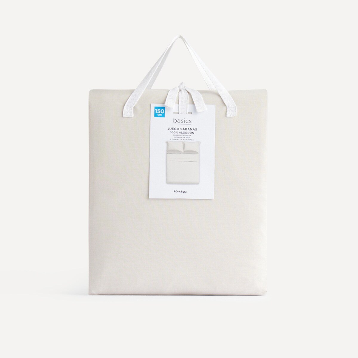 Conjunto de Lençóis com Lençol de Baixo de Algodão Vainica New Basics Bege-6