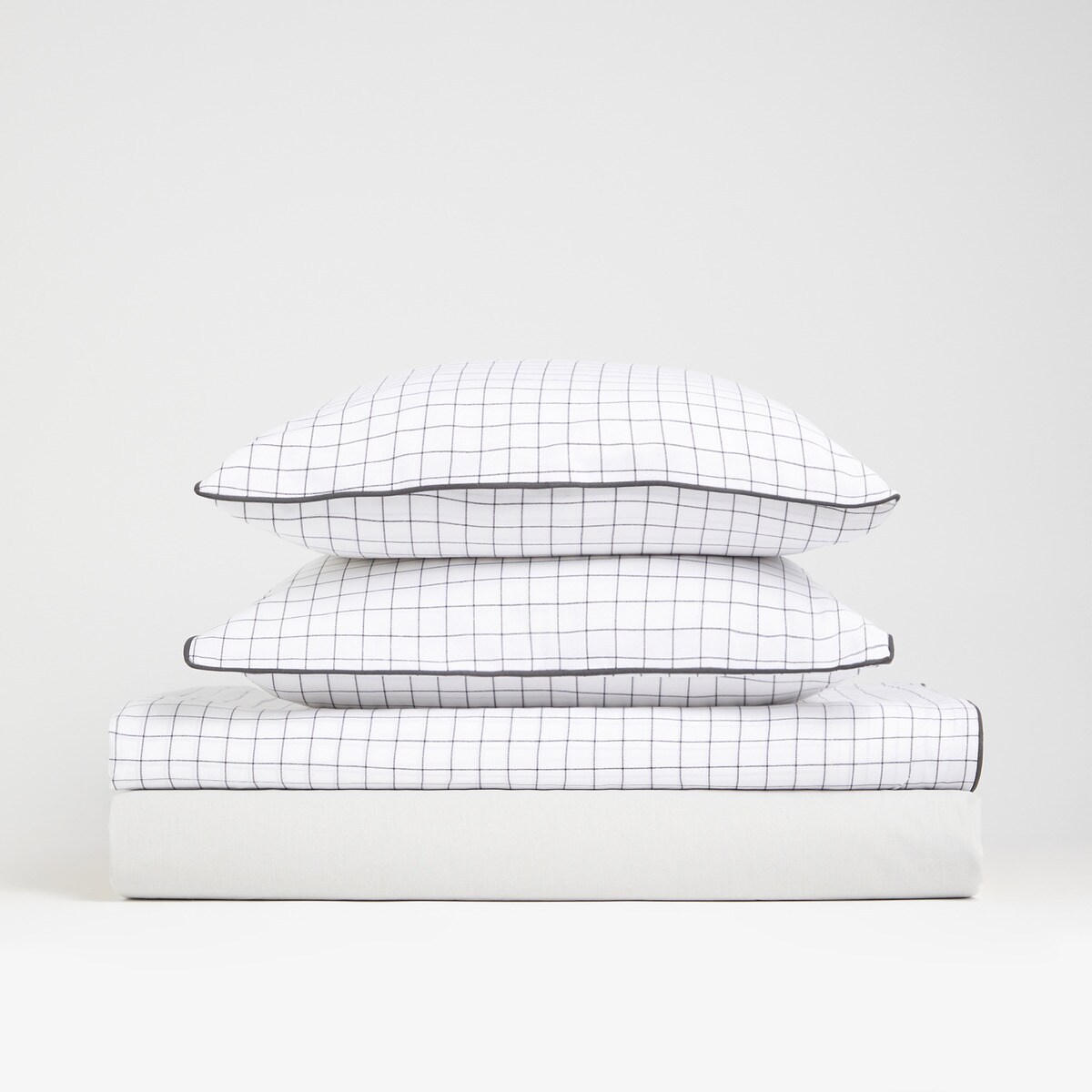 Juego de sábanas con bajera algodón Squares Basics El Corte Inglés Gris-5
