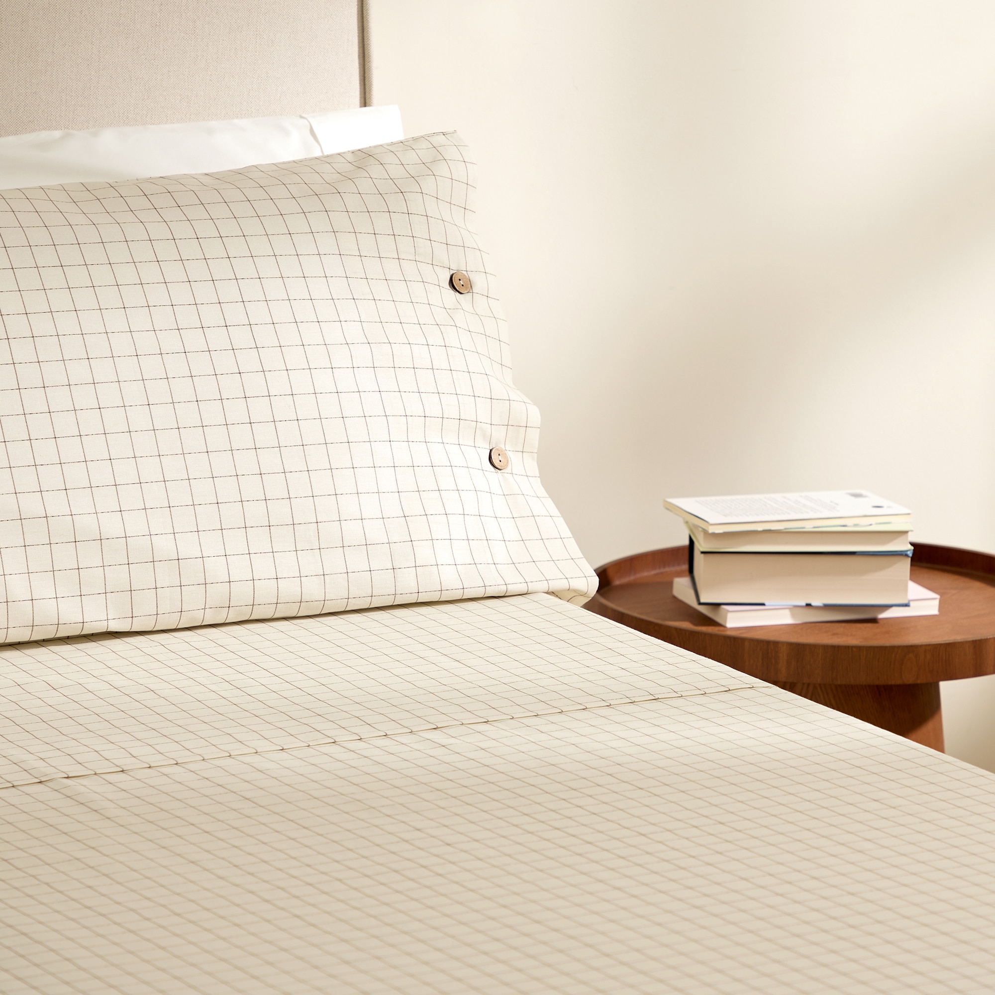 Juego de sábanas con bajera Kaja - Beige Cama 150 cm Beige-1