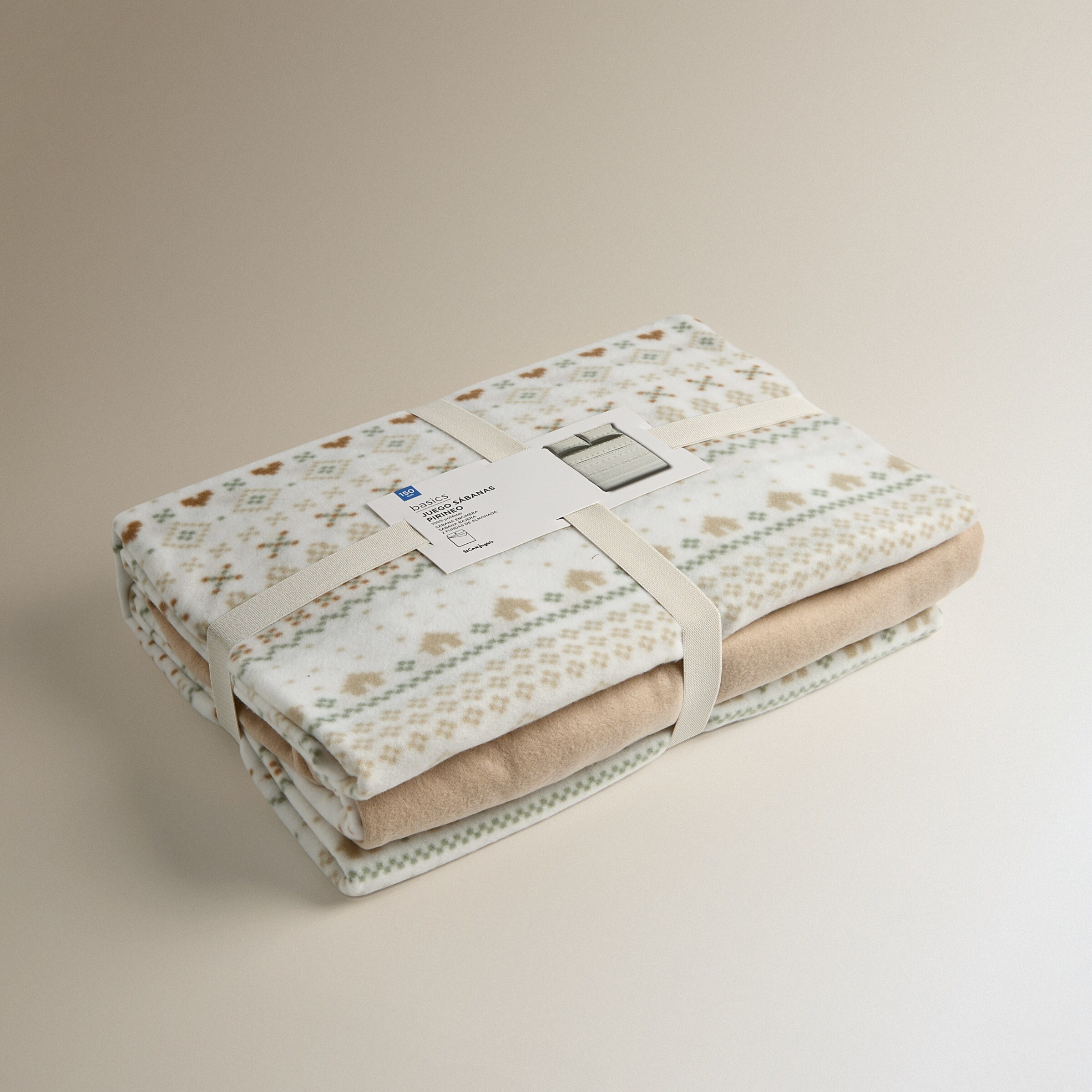 Juego de sábanas con bajera pirineo Yukon Beige-7
