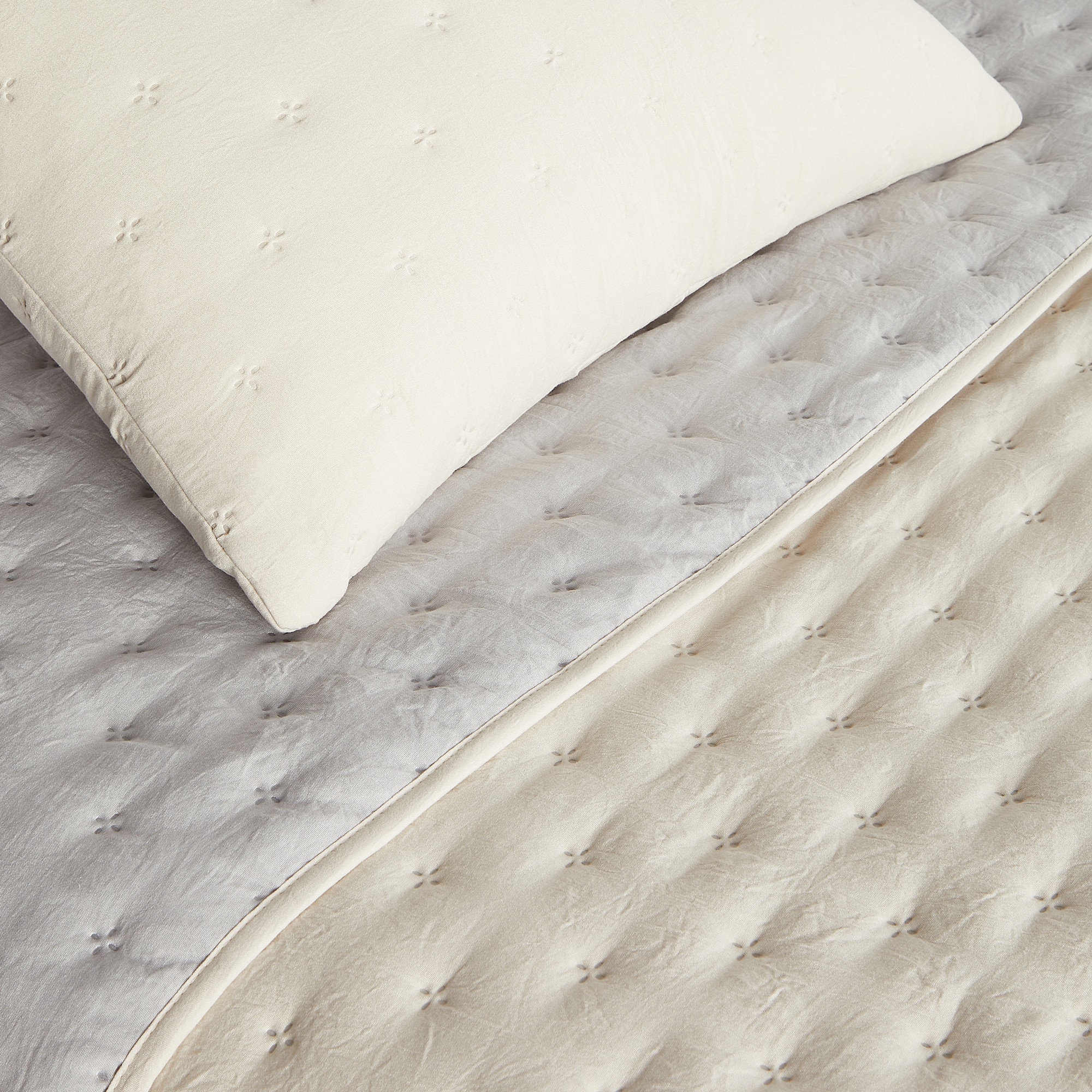 Edredão Reversível com Capa de Almofada Ona Basics Cru-2