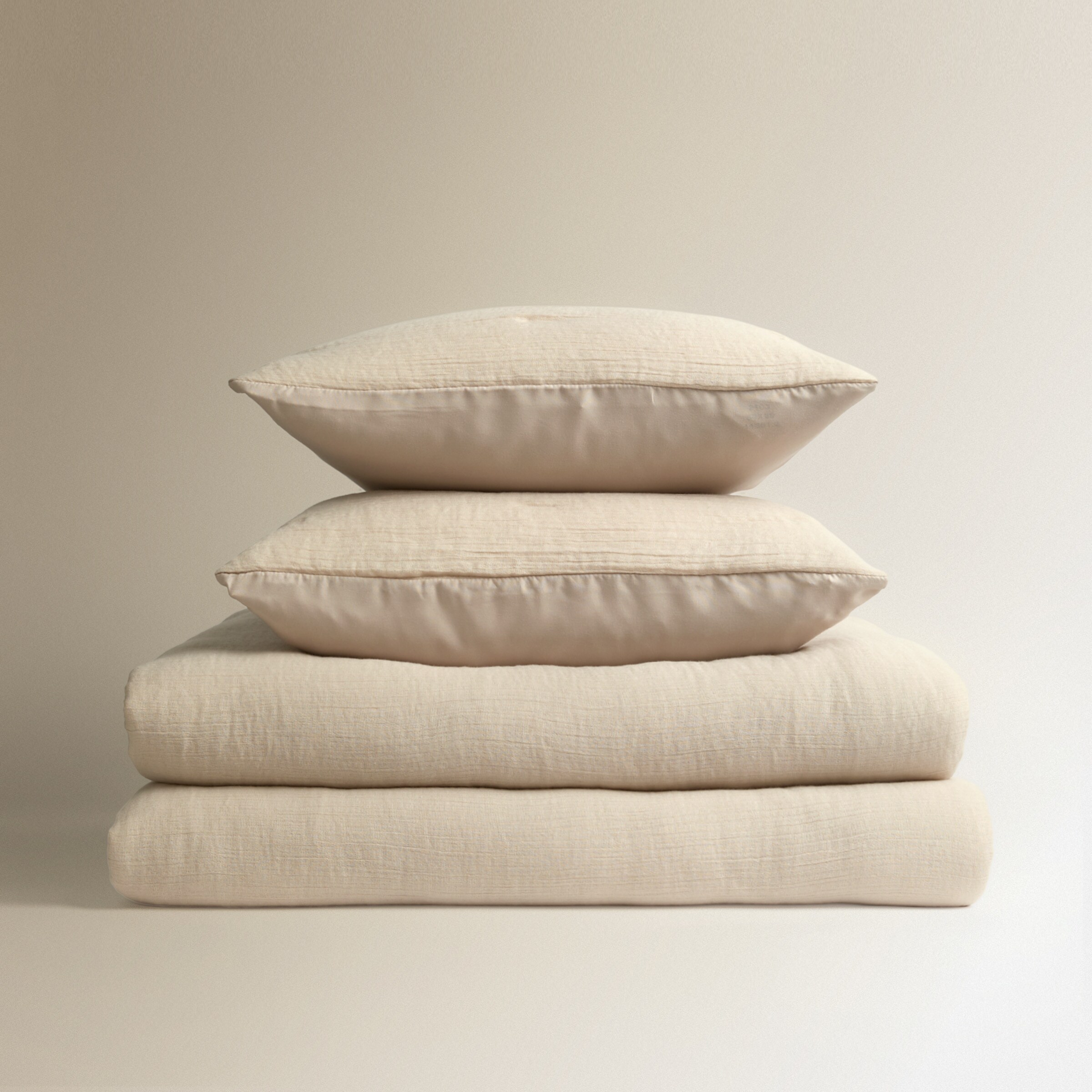 Edredão Reversível com Capa de Almofada Gofre Bege-5