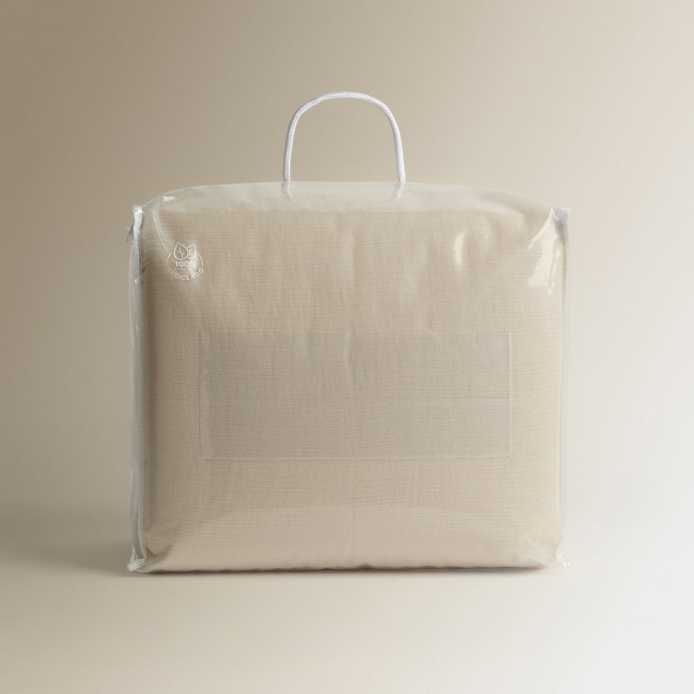 Edredão Reversível com Capa de Almofada Gofre Bege-6