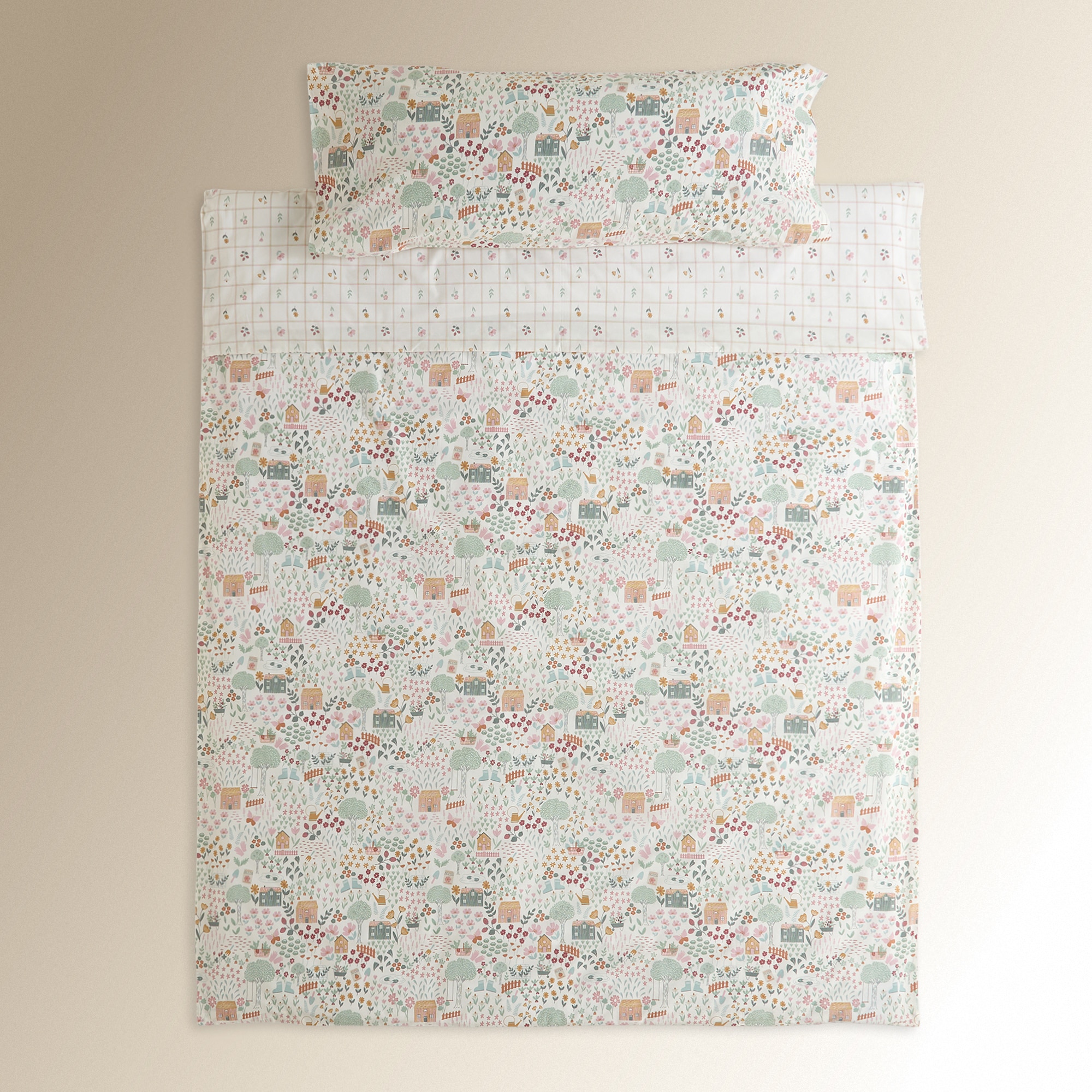 Conjunto de Capa de Edredão de Algodão Hortense Multicolor-2