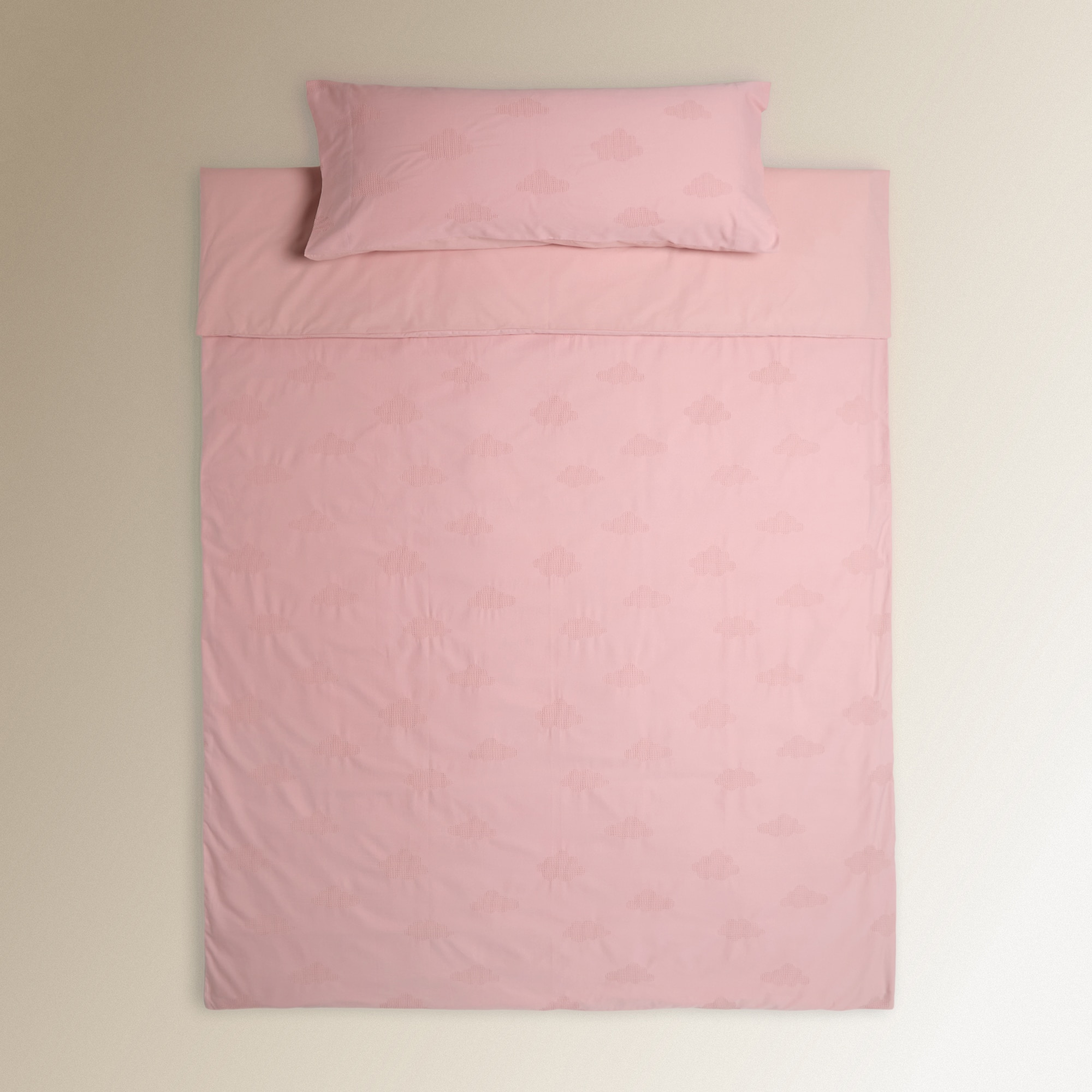 Conjunto de Capa de Edredão de Algodão Nuvens Rosa-3