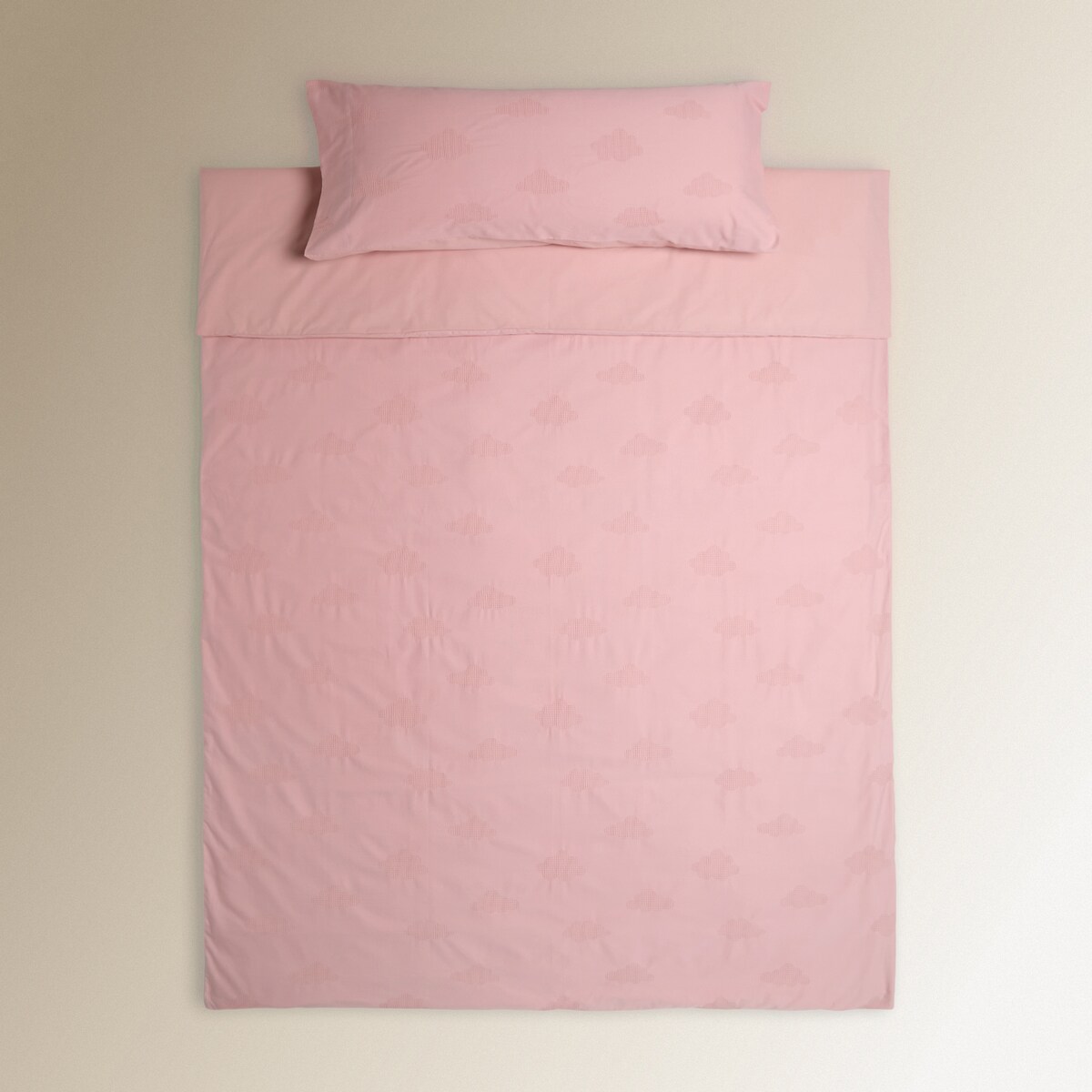 Conjunto de Capa de Edredão de Algodão Nuvens Rosa-3