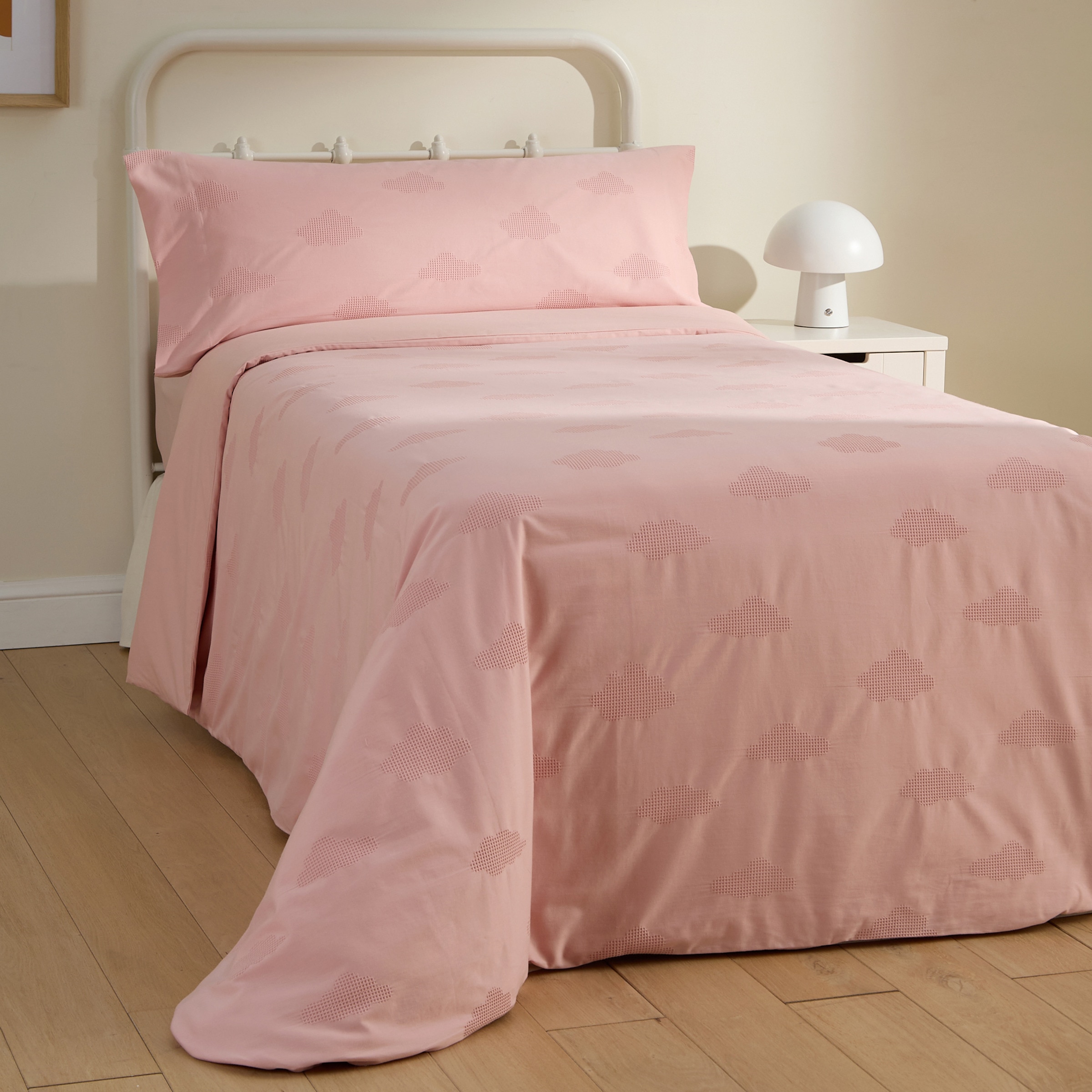 Imagen 0 de Juego de funda nórdica algodón Nubes Mini home - El Corte Inglés Rosa