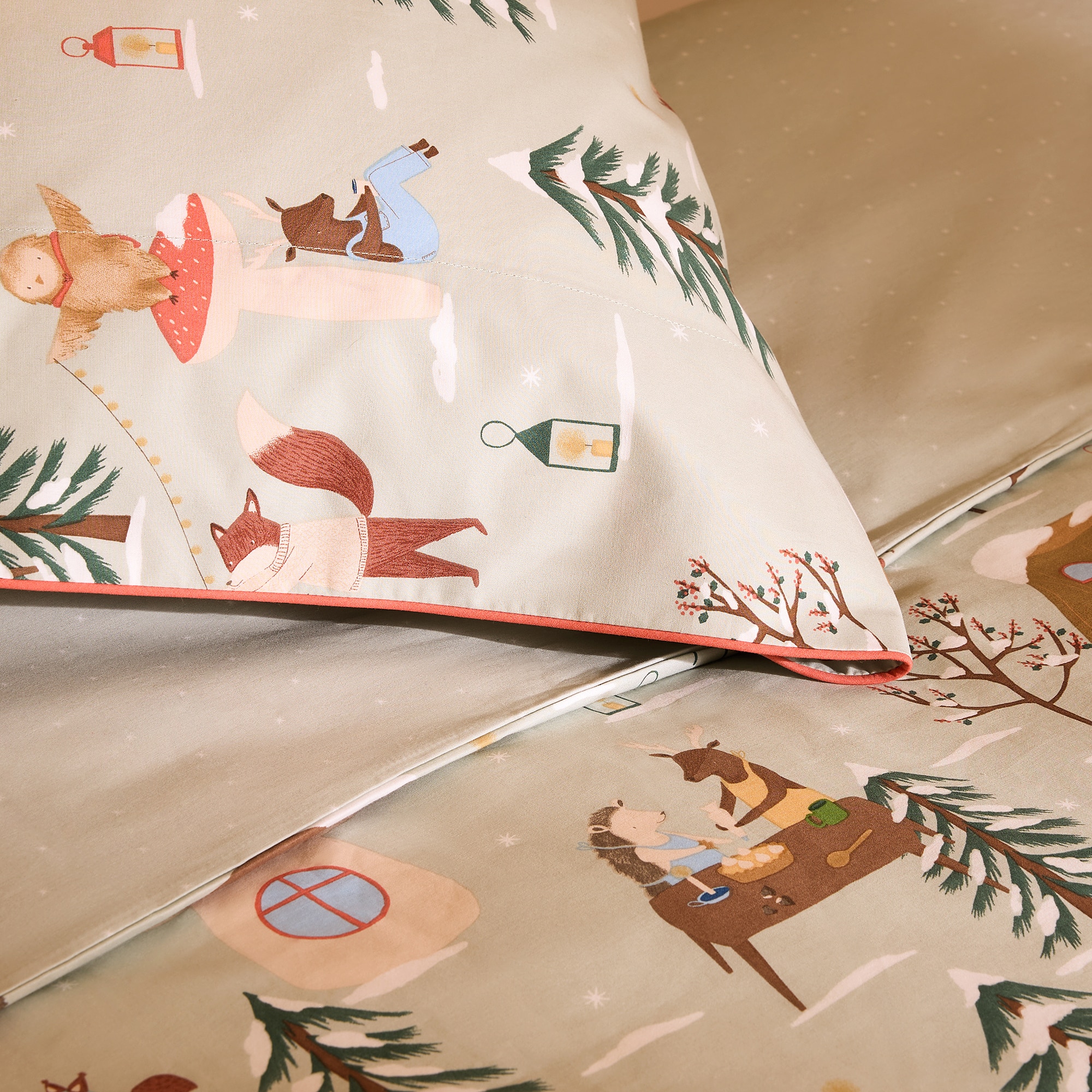 Conjunto de Capa de Edredão de Algodão Winter Joy Multicolor-4