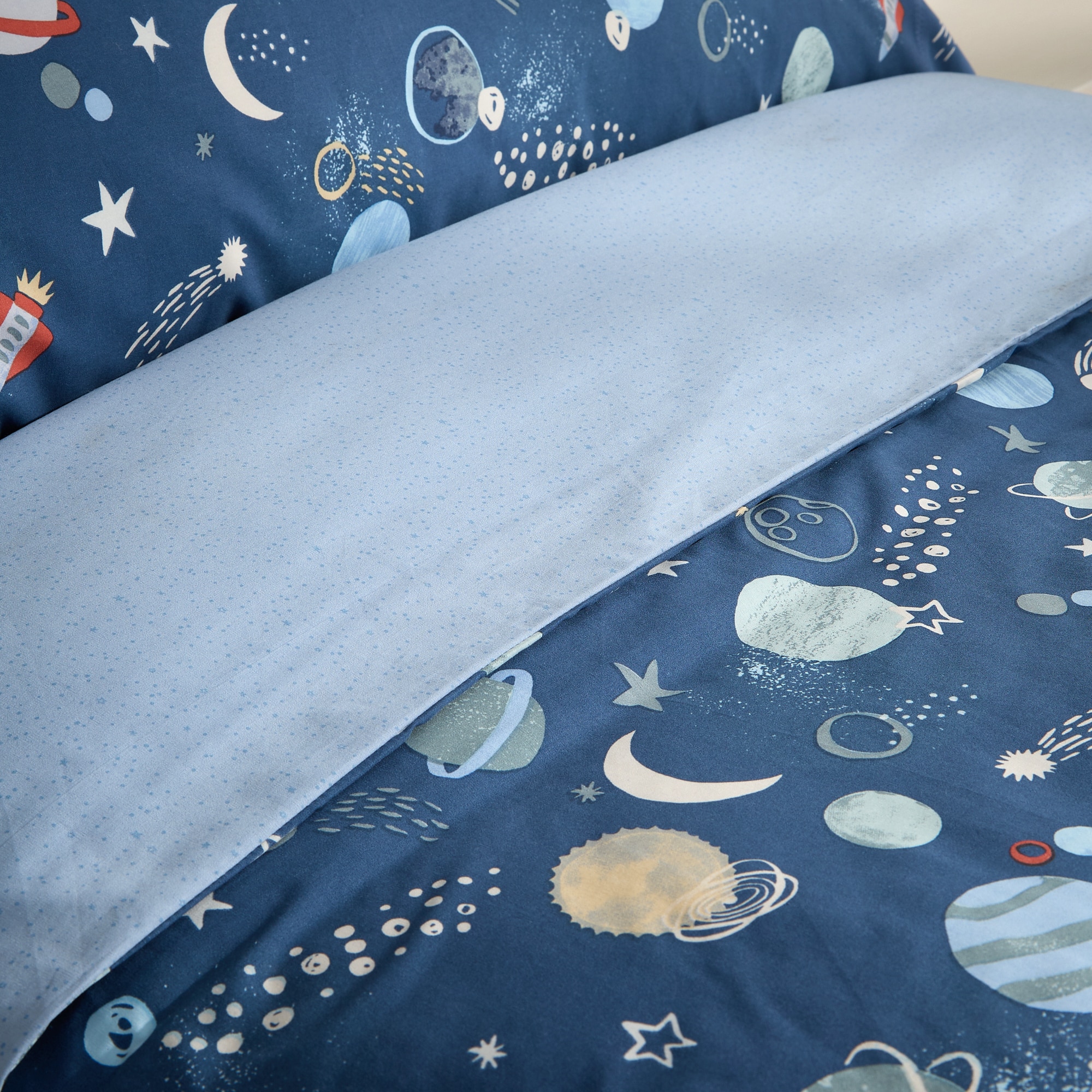 Conjunto de Capa de Edredão de Algodão que Brilha no Escuro Astral Azul-3