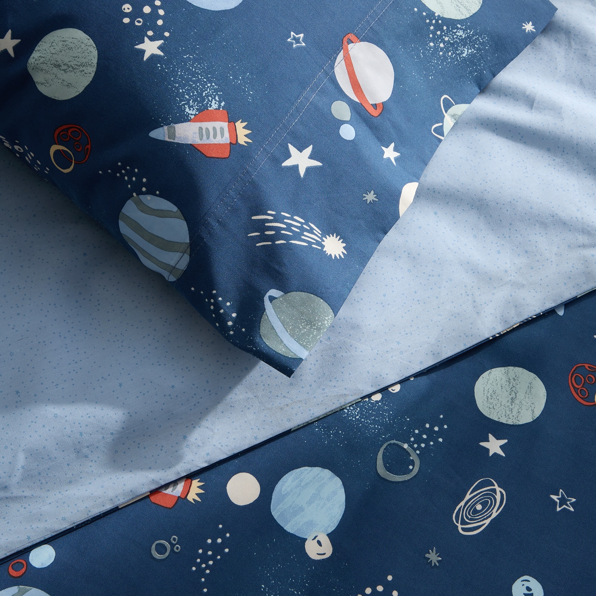 Conjunto de Capa de Edredão de Algodão que Brilha no Escuro Astral Azul-4