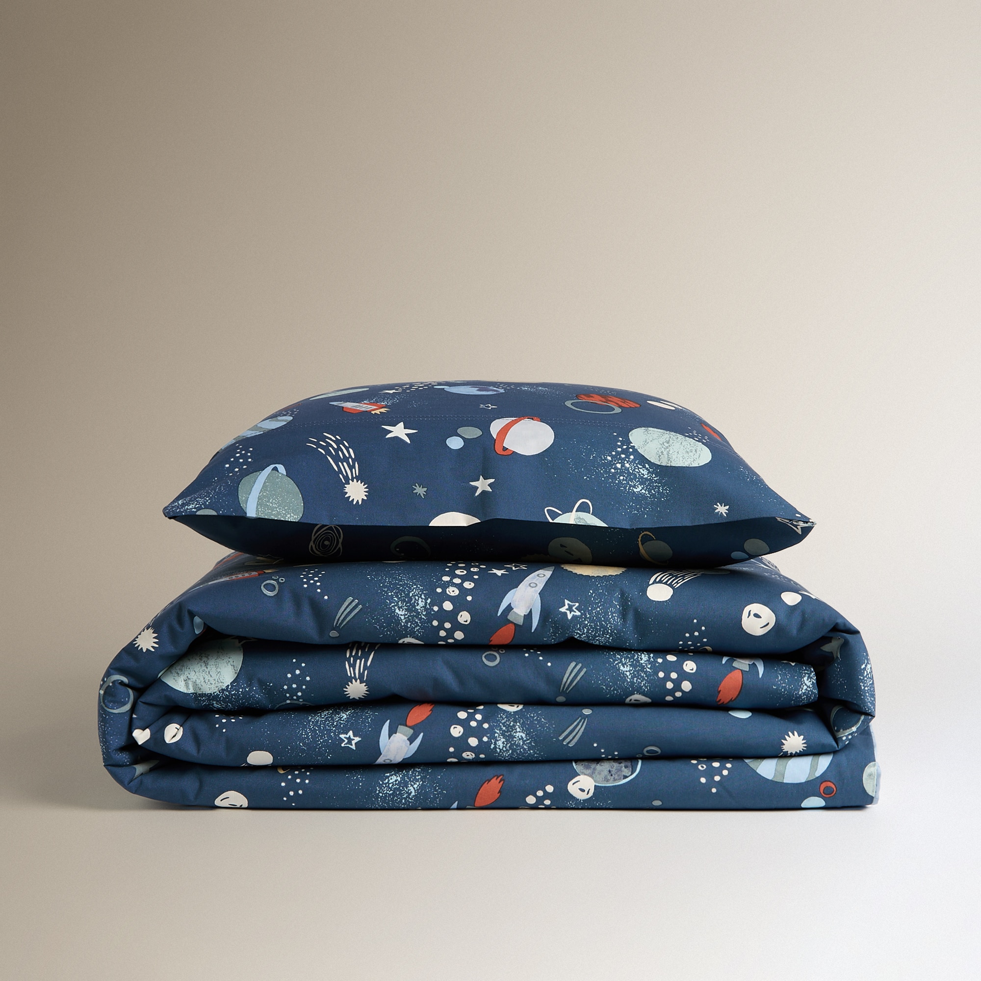 Conjunto de Capa de Edredão de Algodão que Brilha no Escuro Astral Azul-7